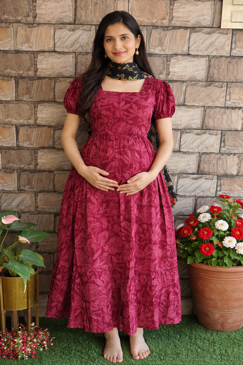 Beetroot shade Maternity Maxi