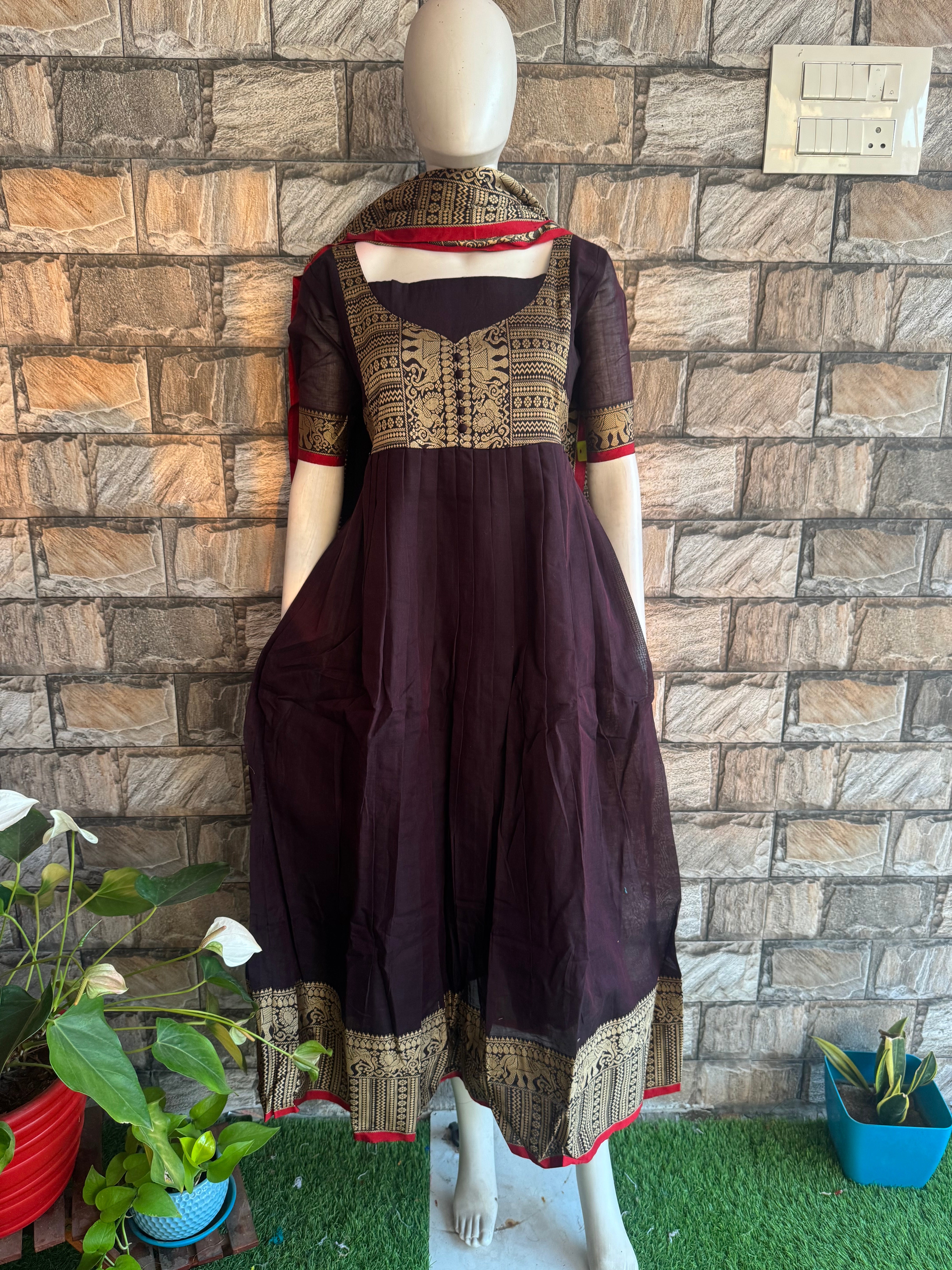 Narayanpet Maternity maxi without dupatta one L size available Coffee Brown