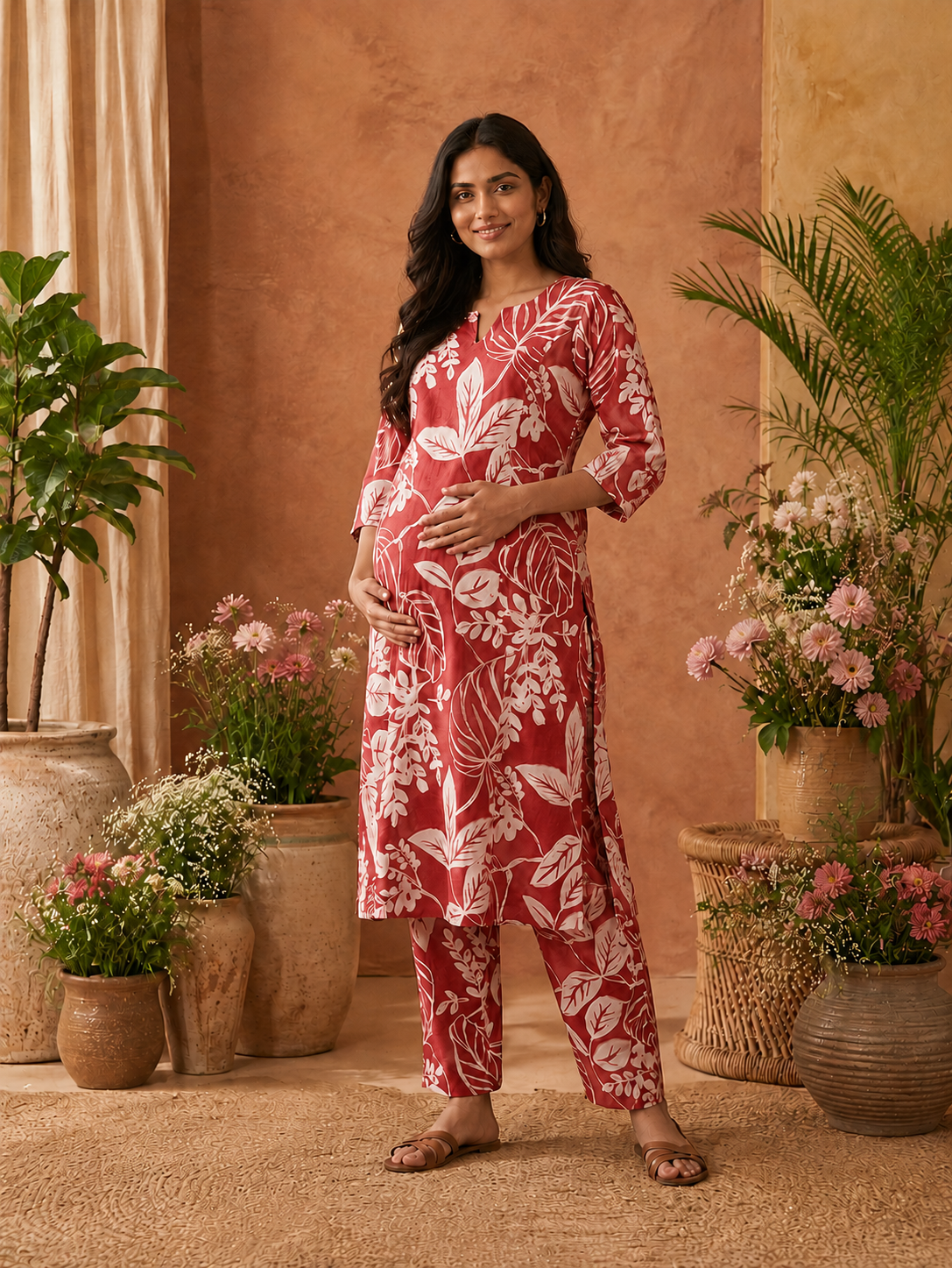 Reddish Peach Co ord Set Top +Pant