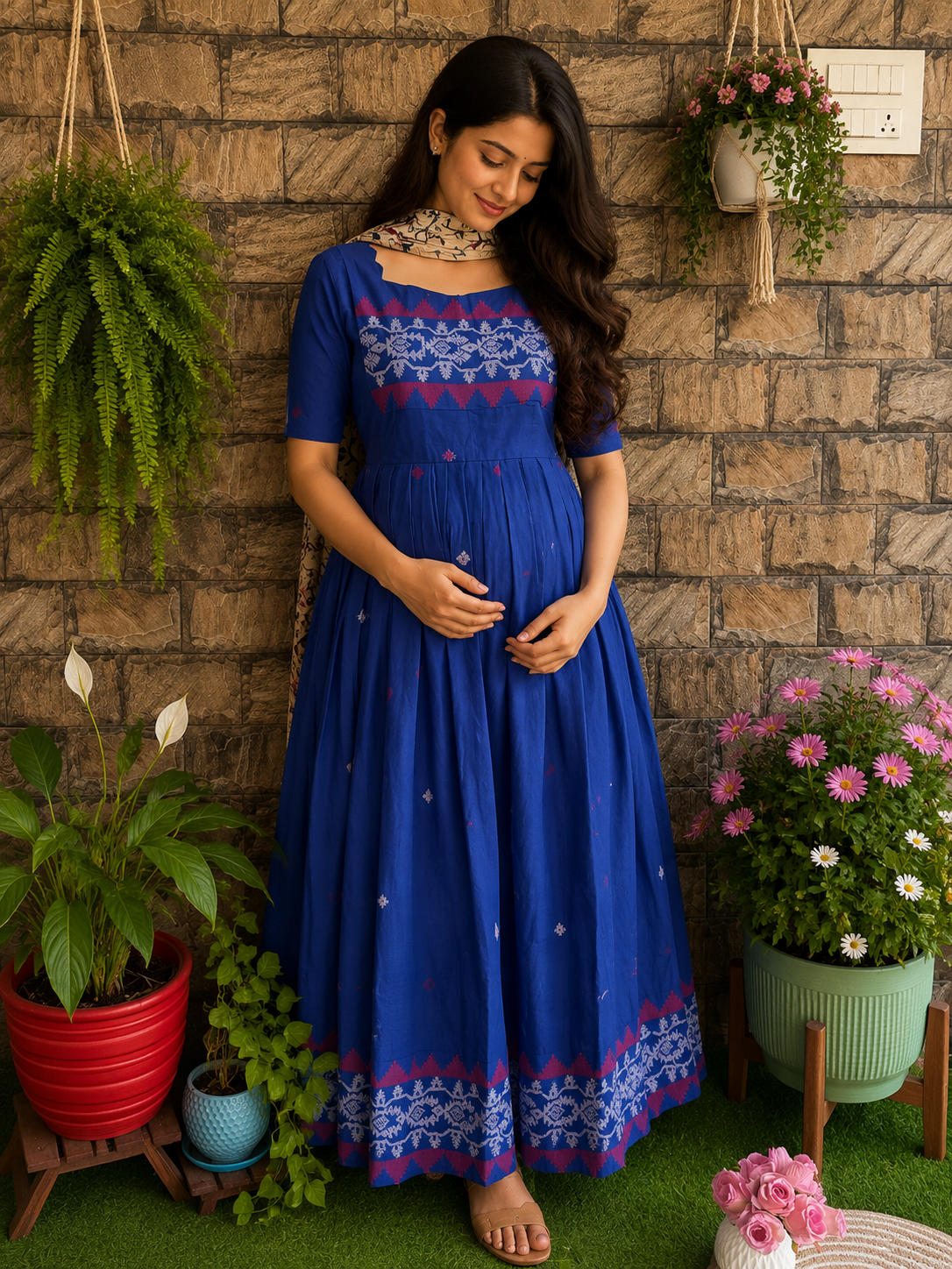 Maternity maxi Jamdhani cotton Best price pale Ujala shade