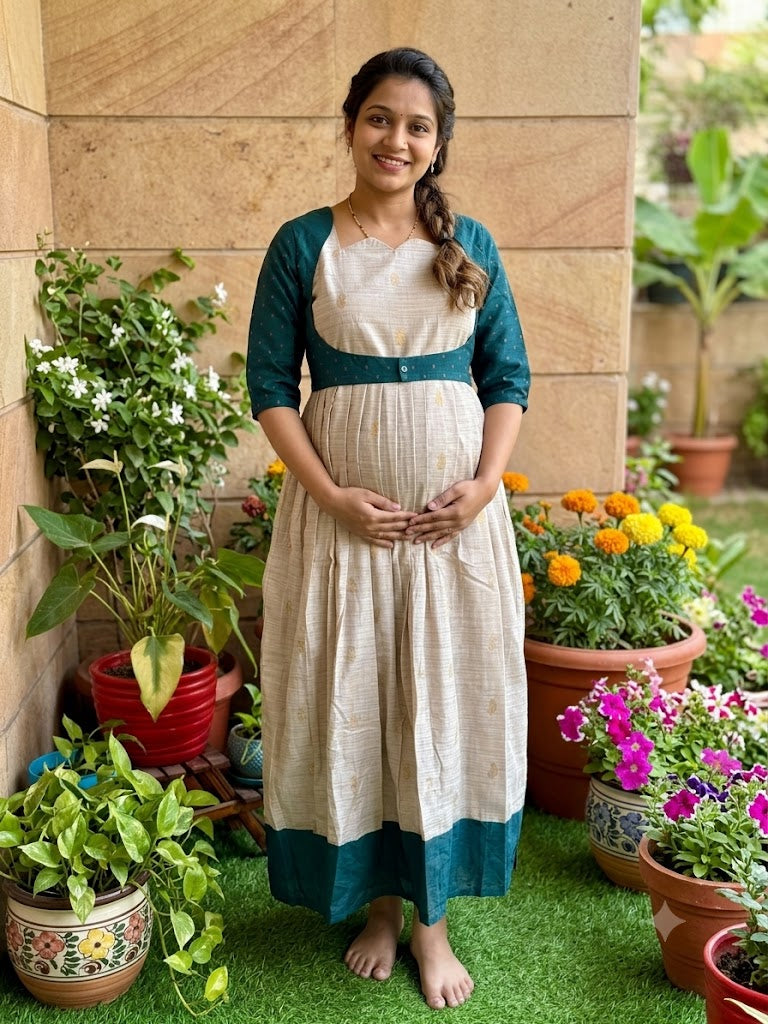Handloom Soft cotton Maternity Feeding maxi