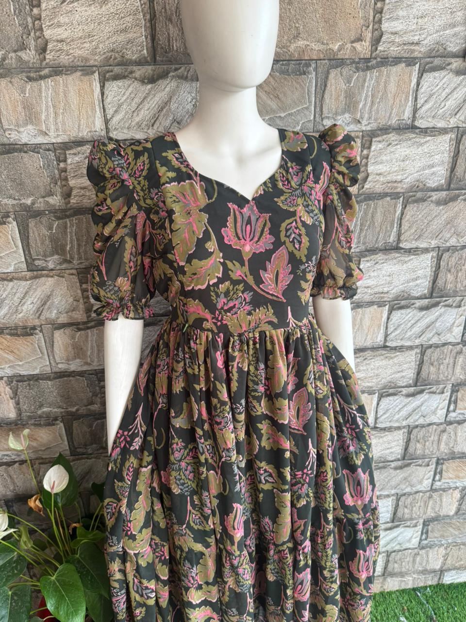 olive green georgette