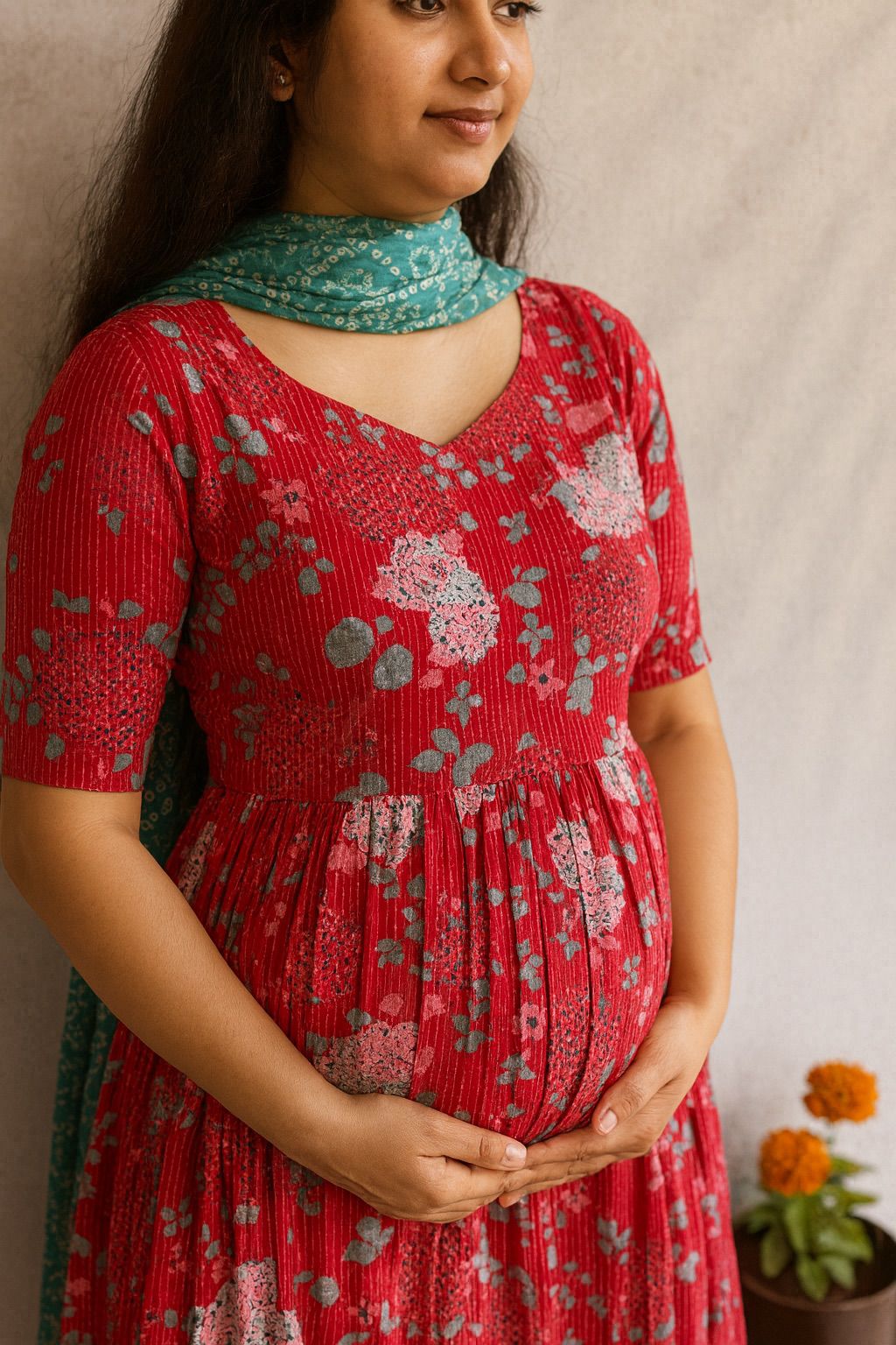 red kanta cotton maxi