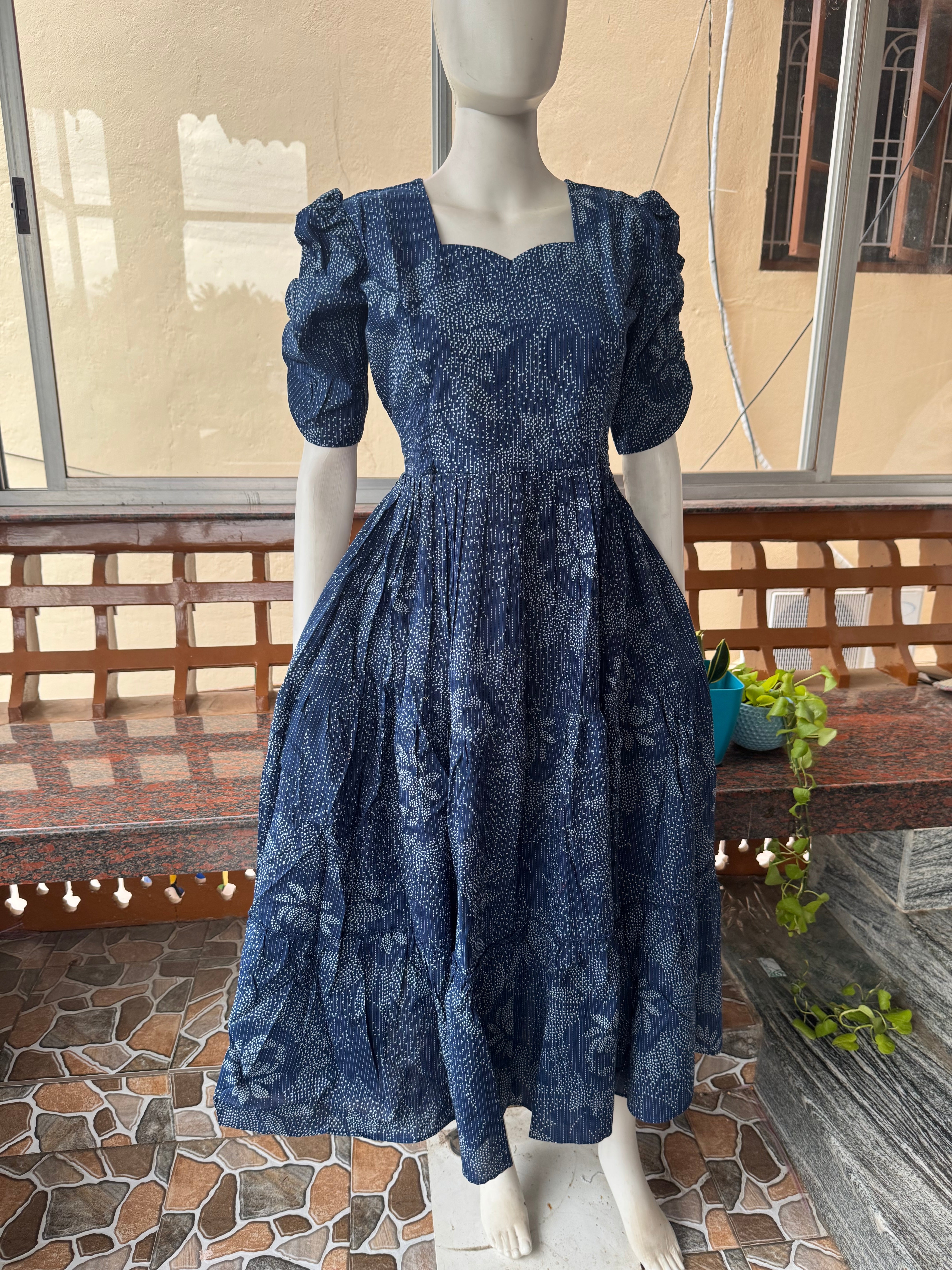 Soft kanta cotton Maternity Feeding  maxi - Indigo
