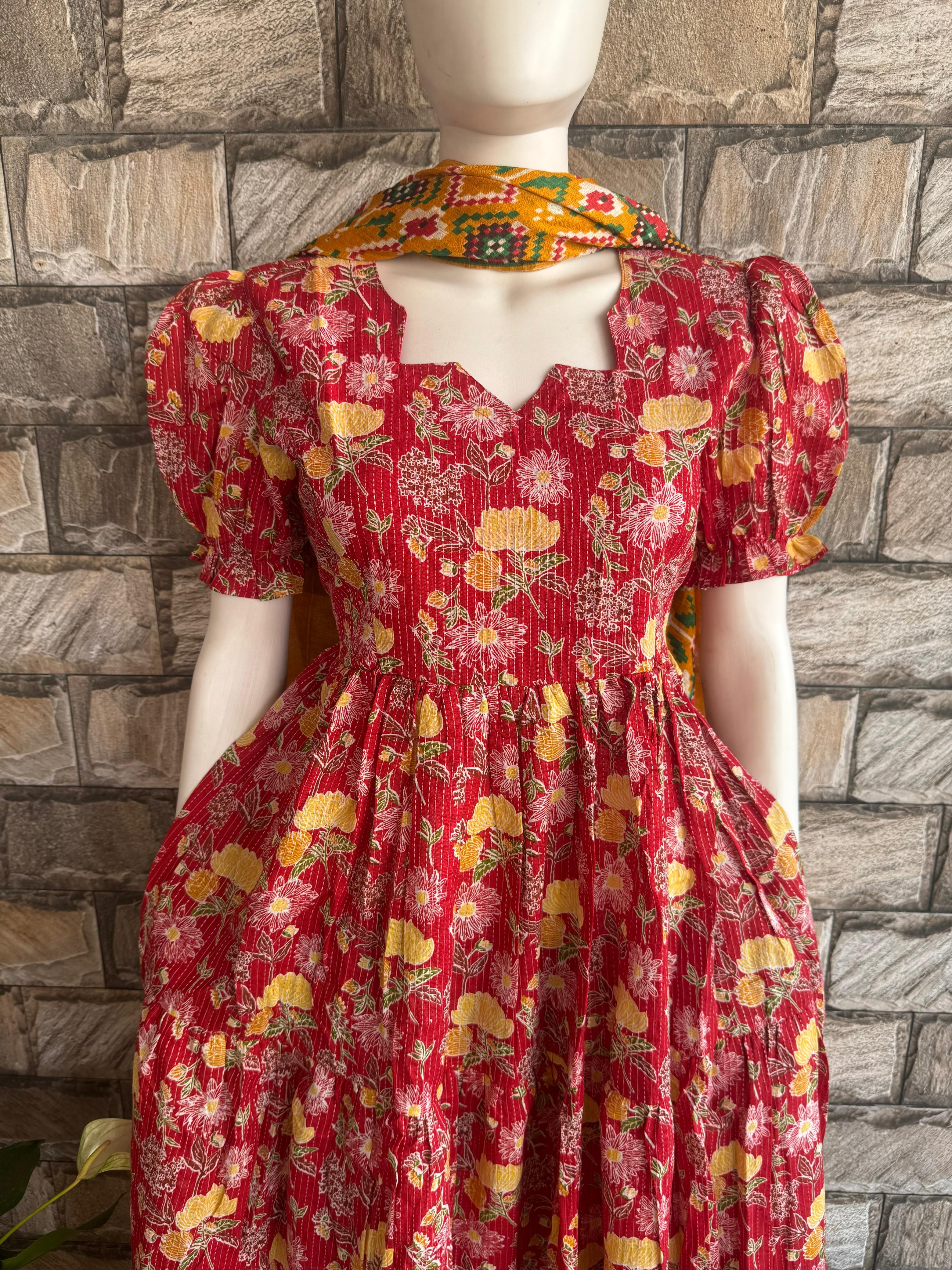 Red Kanta cotton 3 toer Maxi CF125