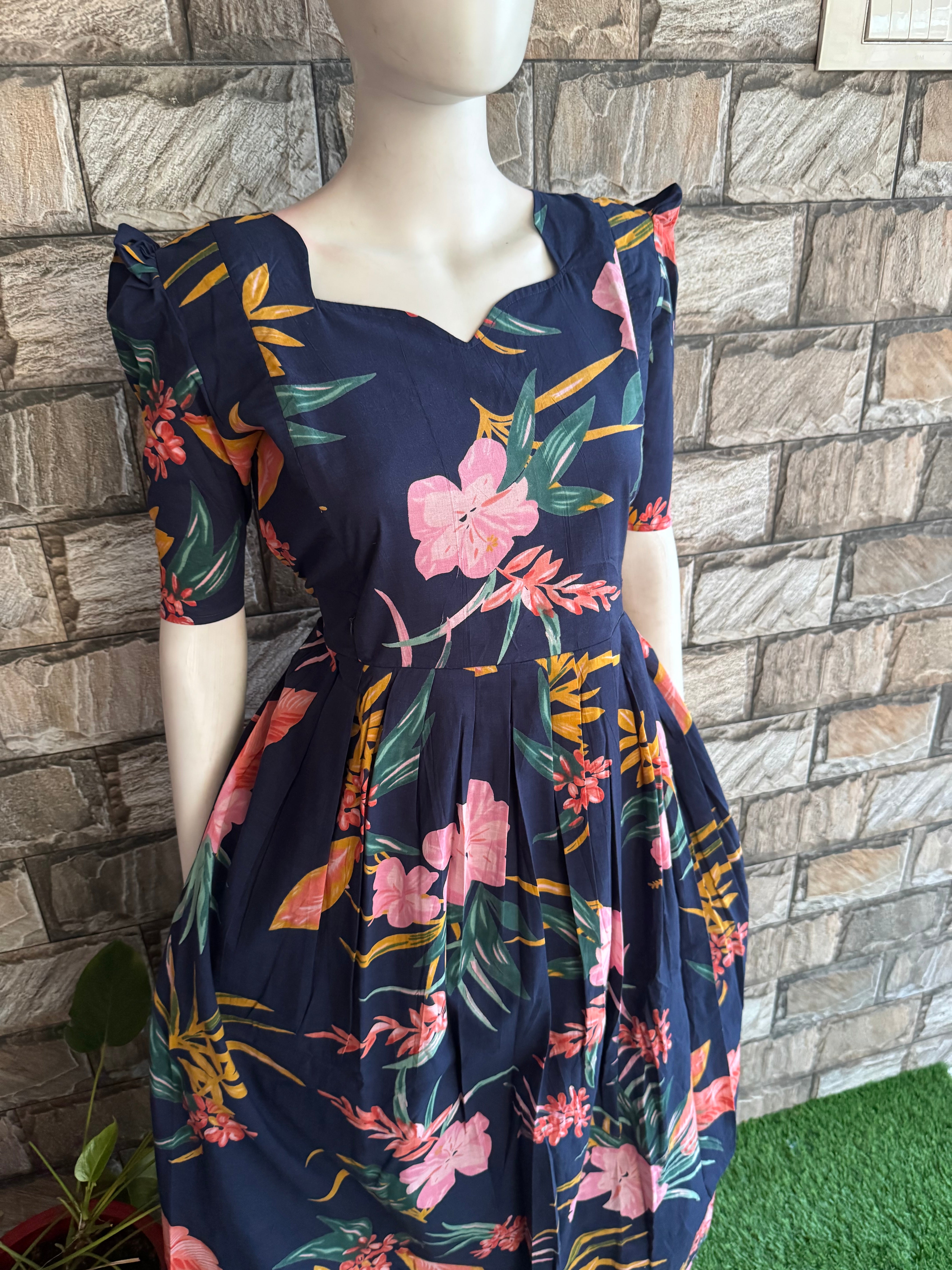 Blackish Navy soft cotton Maternity maxi
