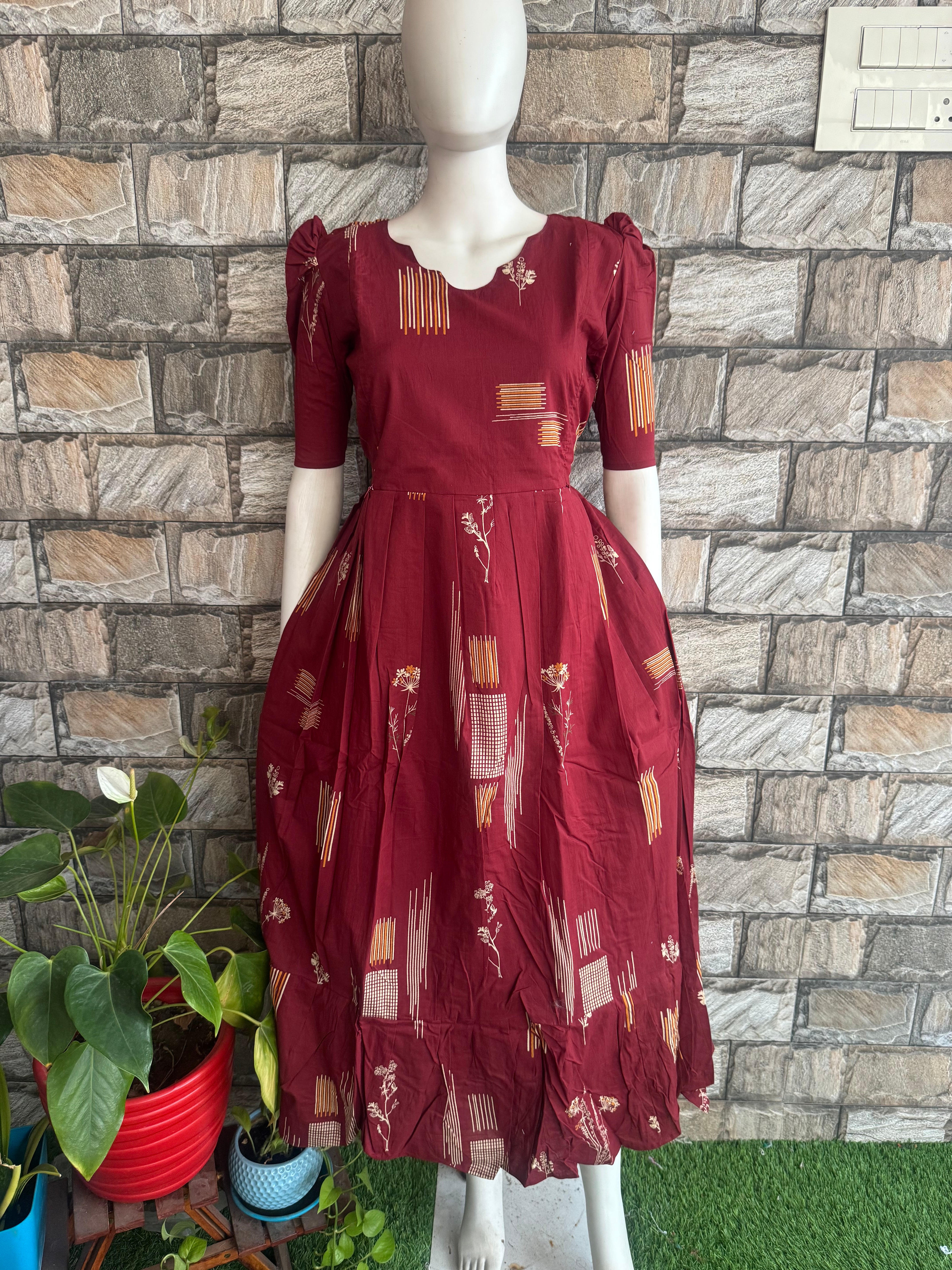Maroon blish soft cotton Maternity maxi