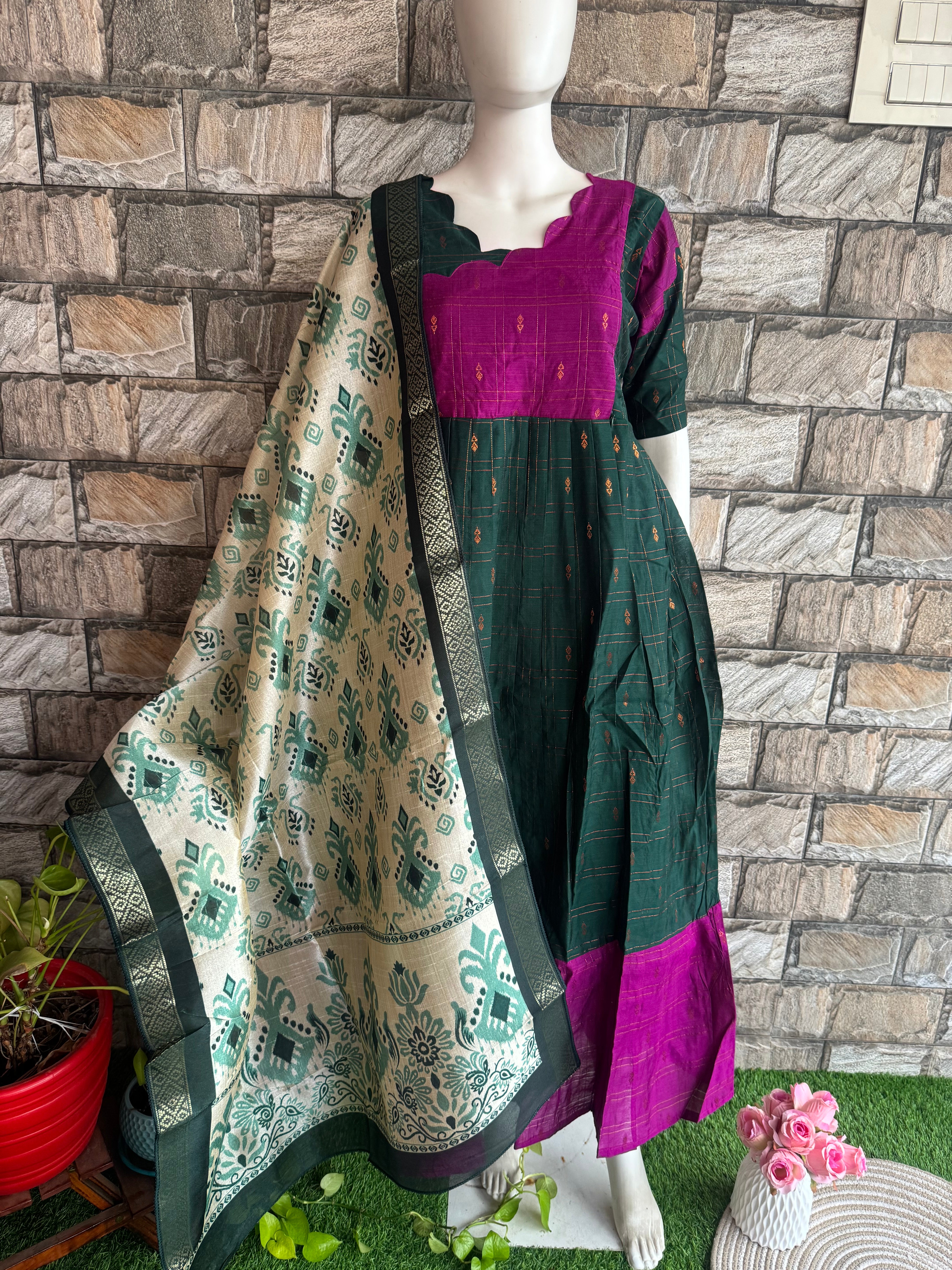 Silk based Olive green dupatta