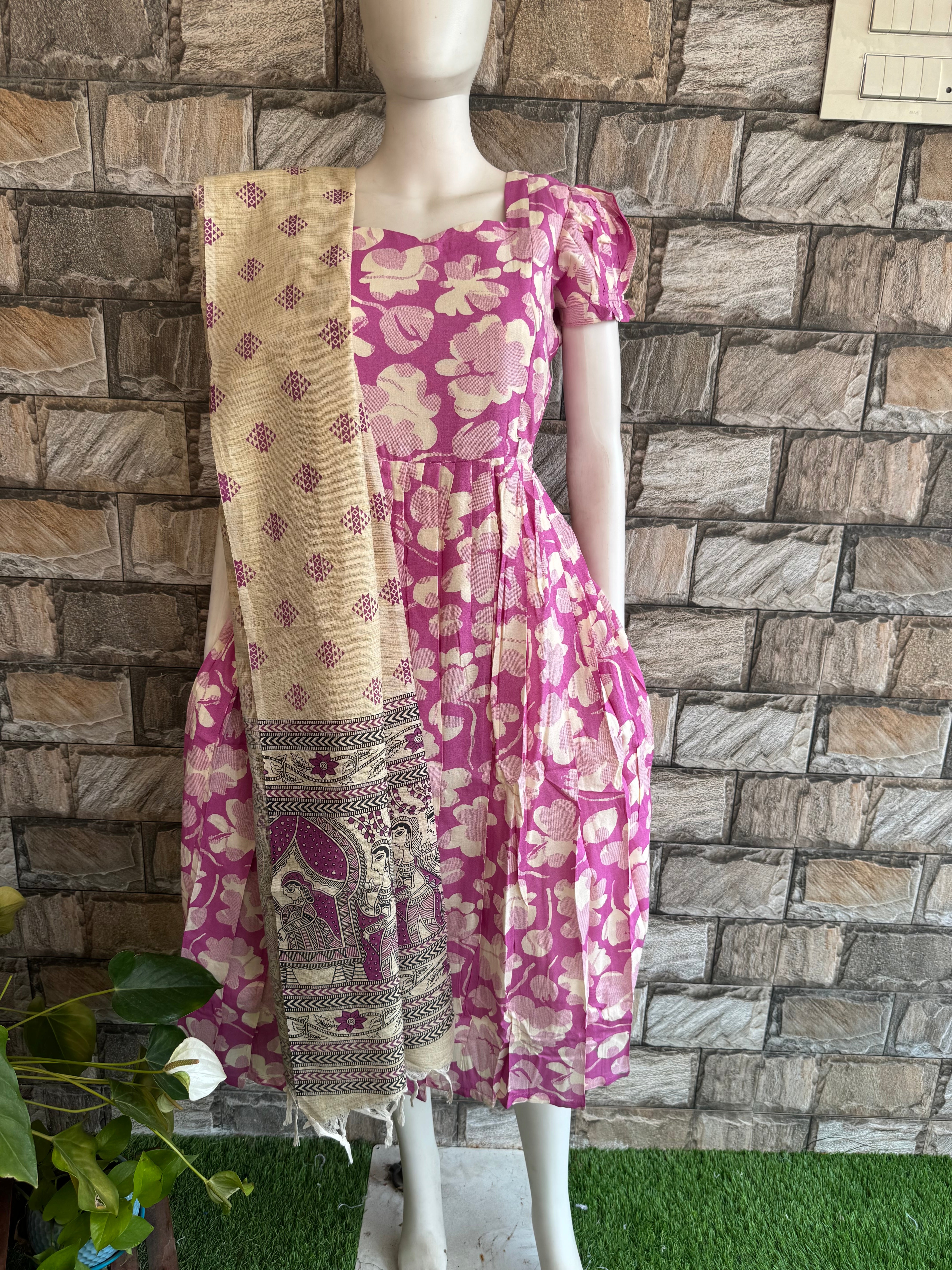 Madhubhani wine Dupatta