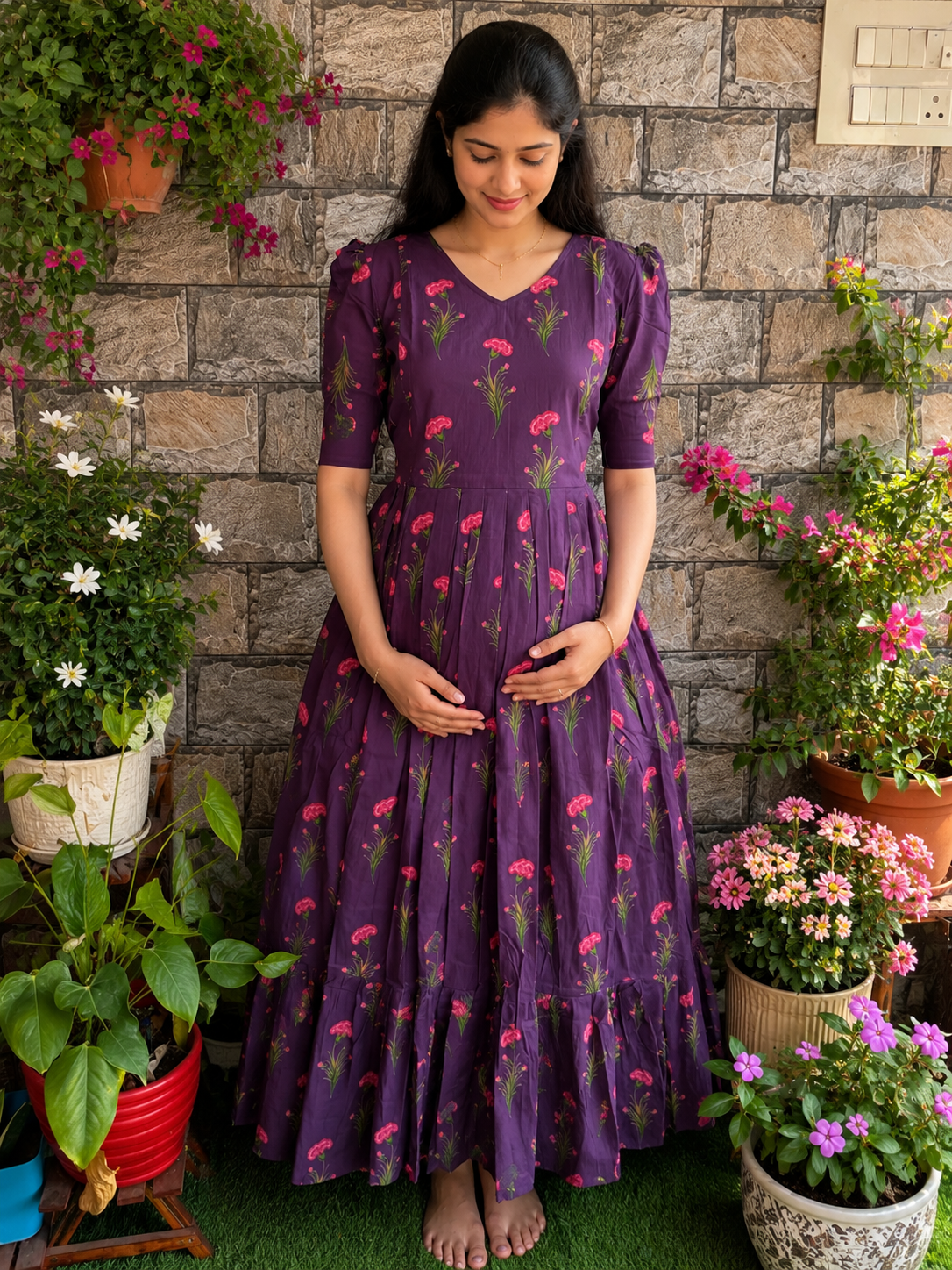 Pale Tulip soft cotton Maternity maxi
