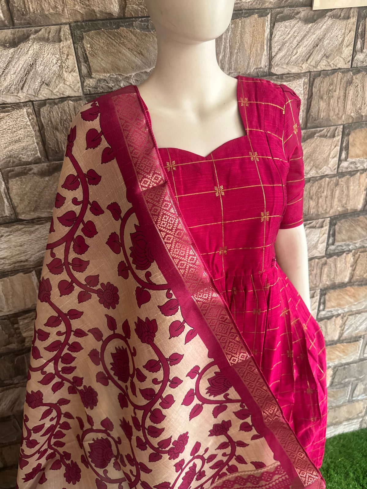 Raw silk Maternity Feeding maxi Budget launch Including dupatta