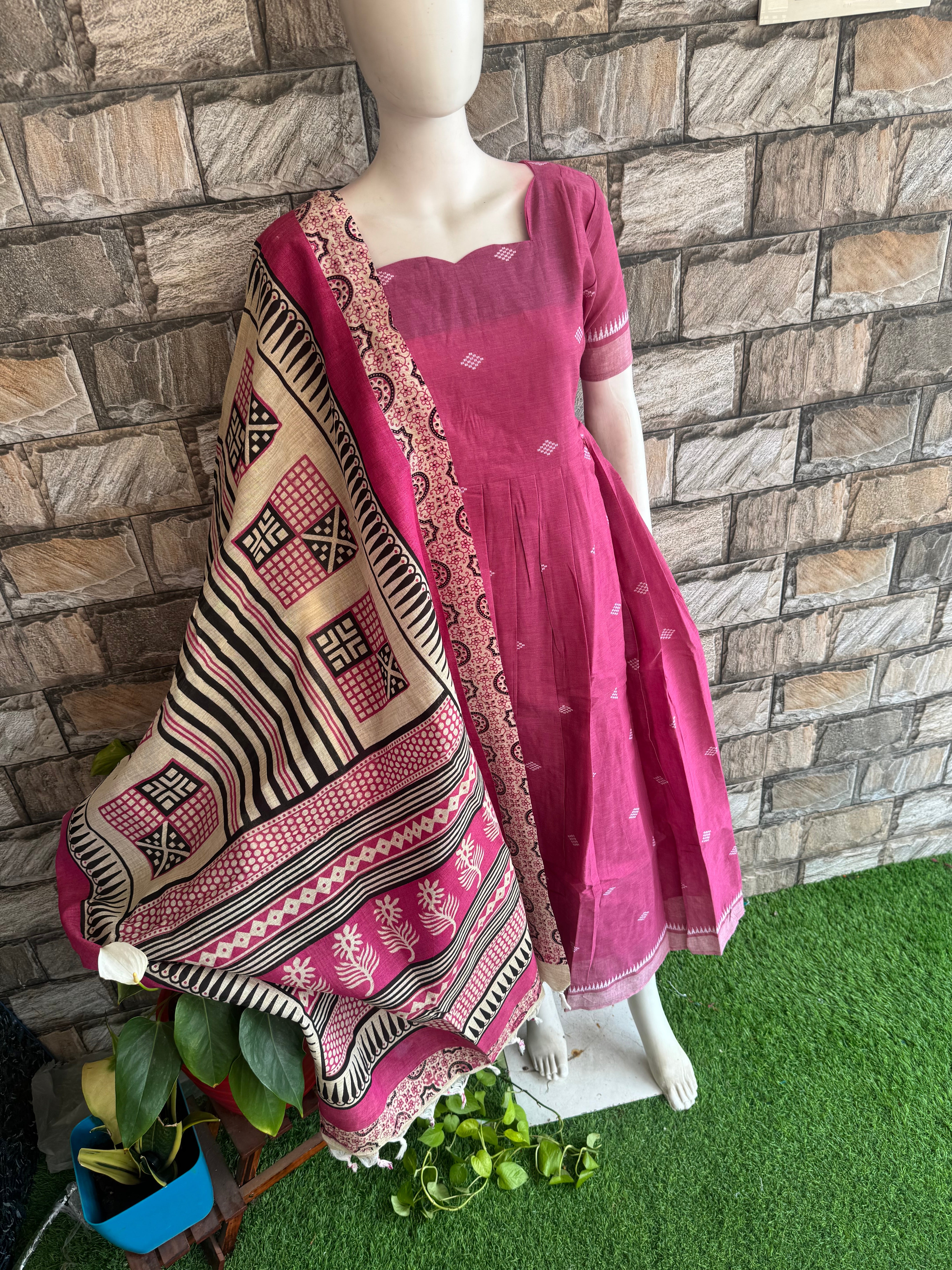 Madhubhani Dupatta pink