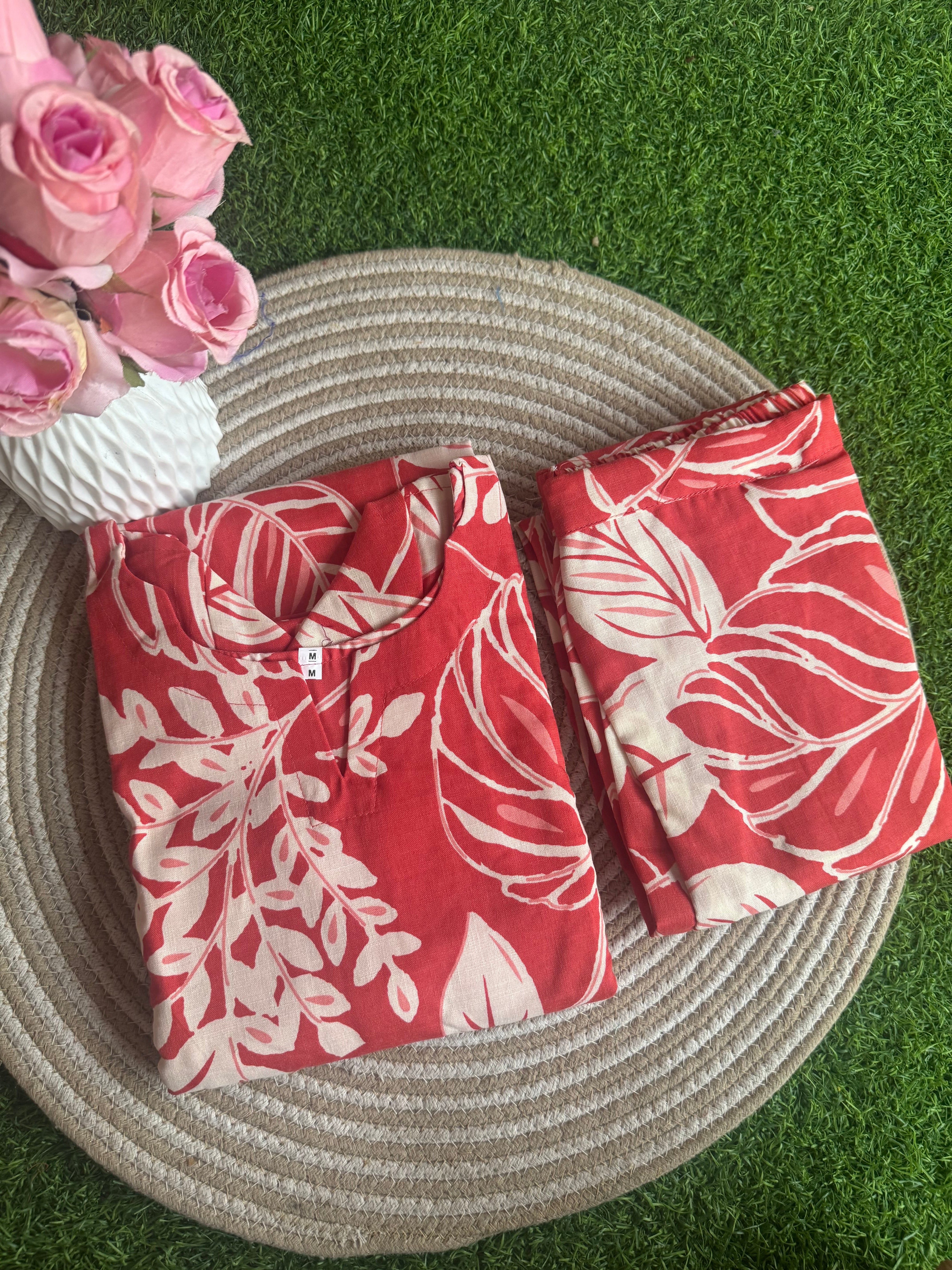 Reddish Peach Co ord Set Top +Pant