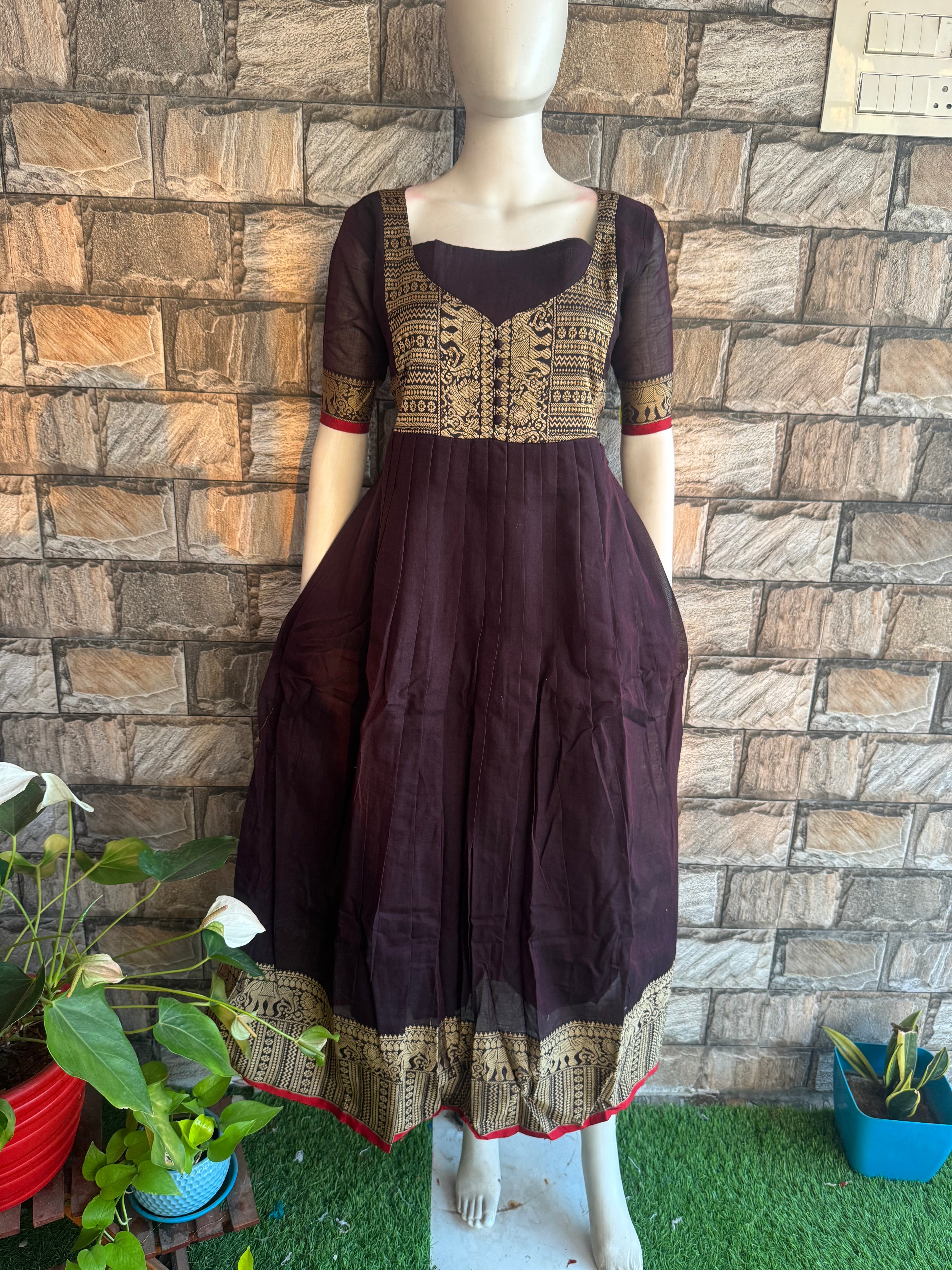 Narayanpet Maternity maxi without dupatta one L size available Coffee Brown