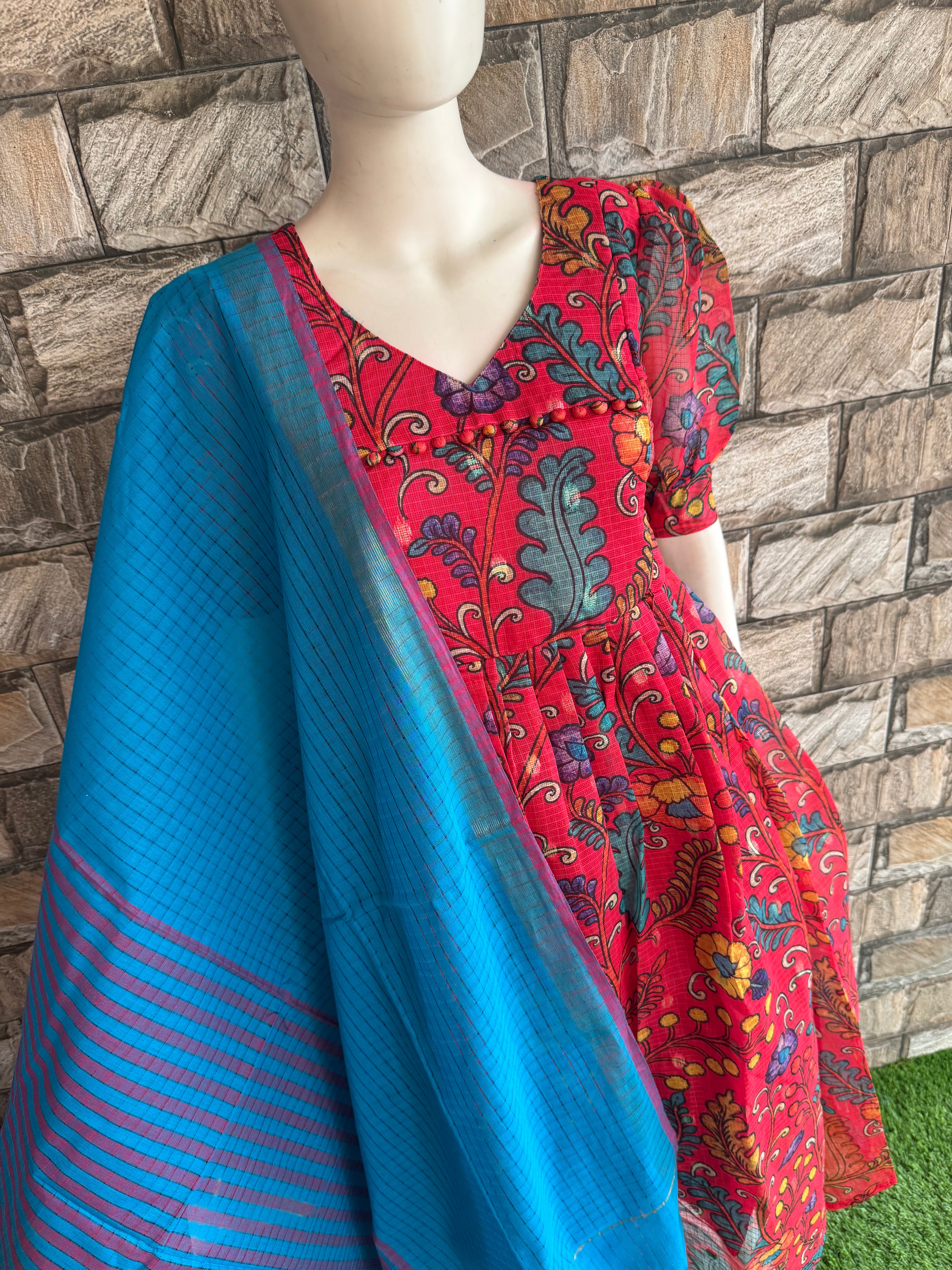 Pure handloom cotton  Dupatta Magenta Pink Blue