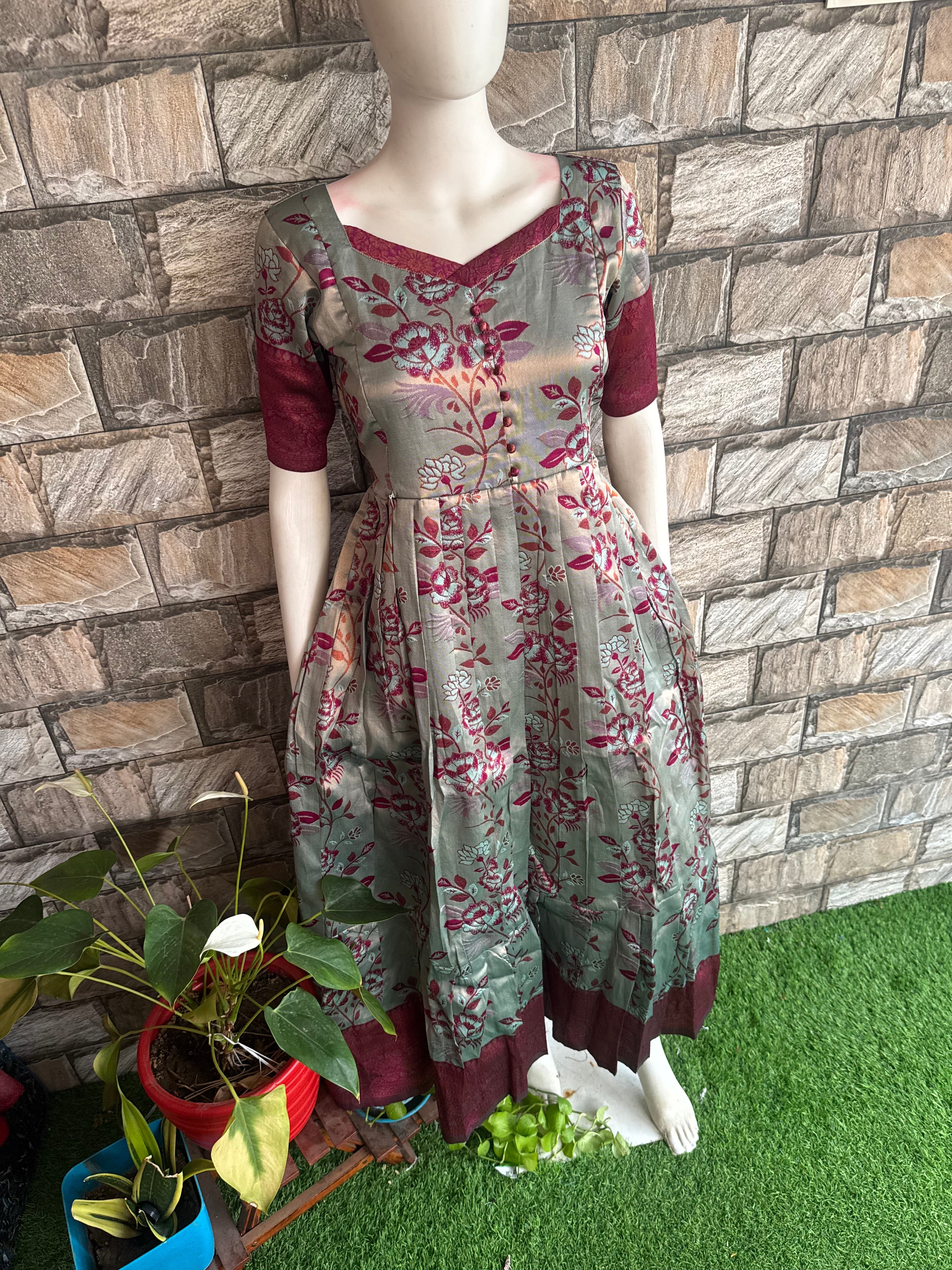 Festive wear Maternity Banarasi silk maxi