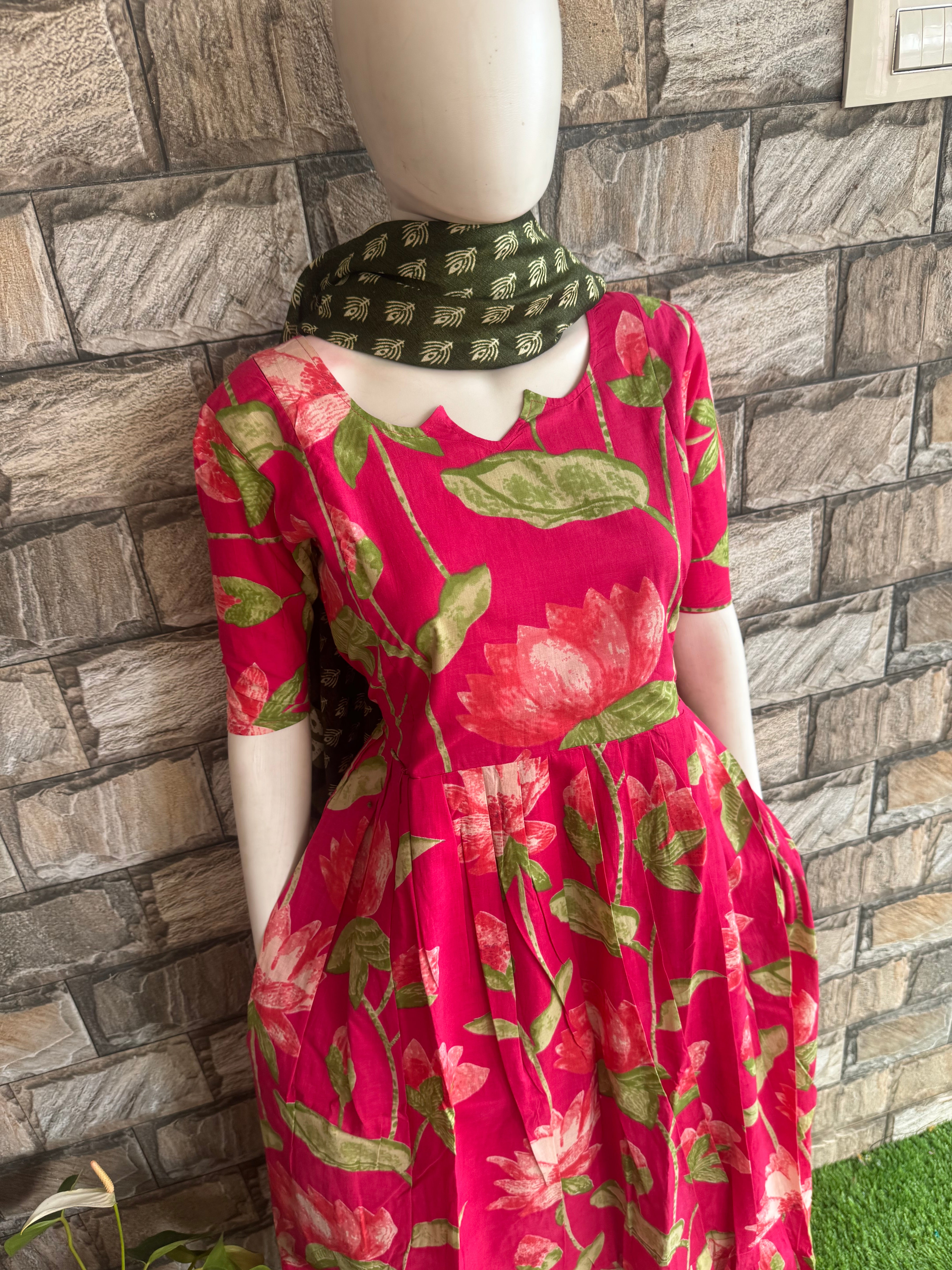 Lotus  pink soft cotton Maternity maxi