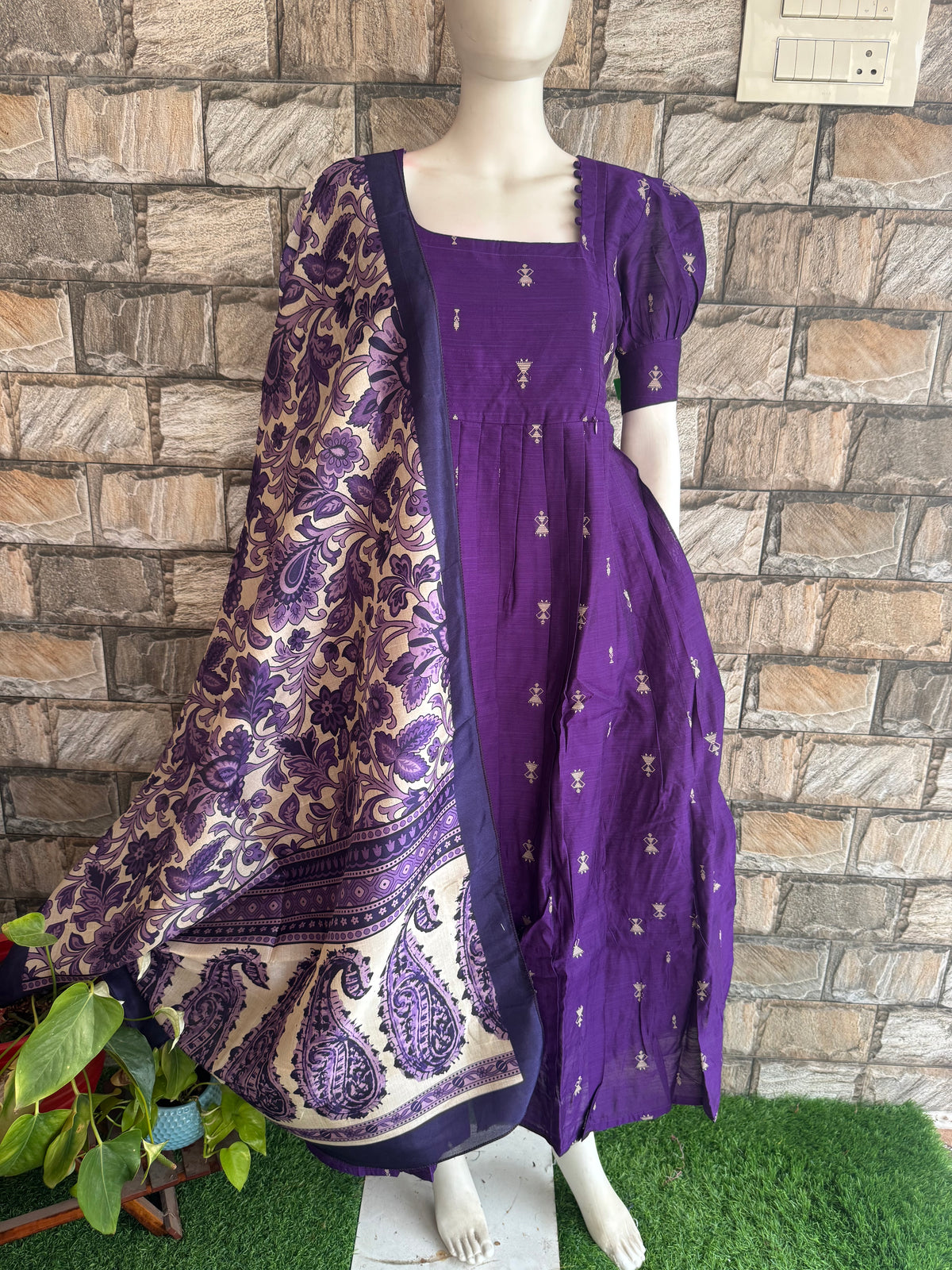 Diwali series Maternity raw silk maxi- with Dupatta