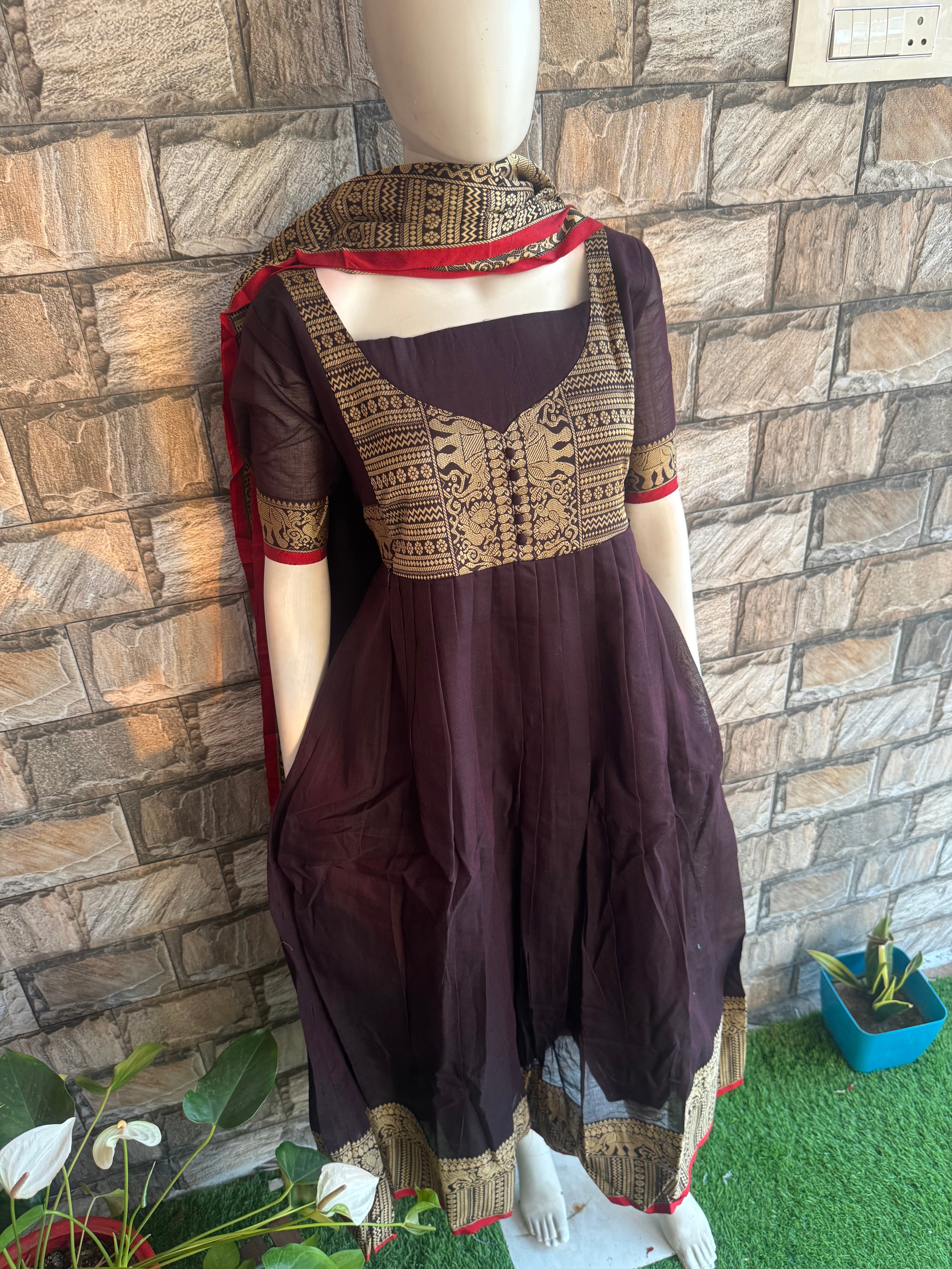 Narayanpet Maternity maxi without dupatta one L size available Coffee Brown