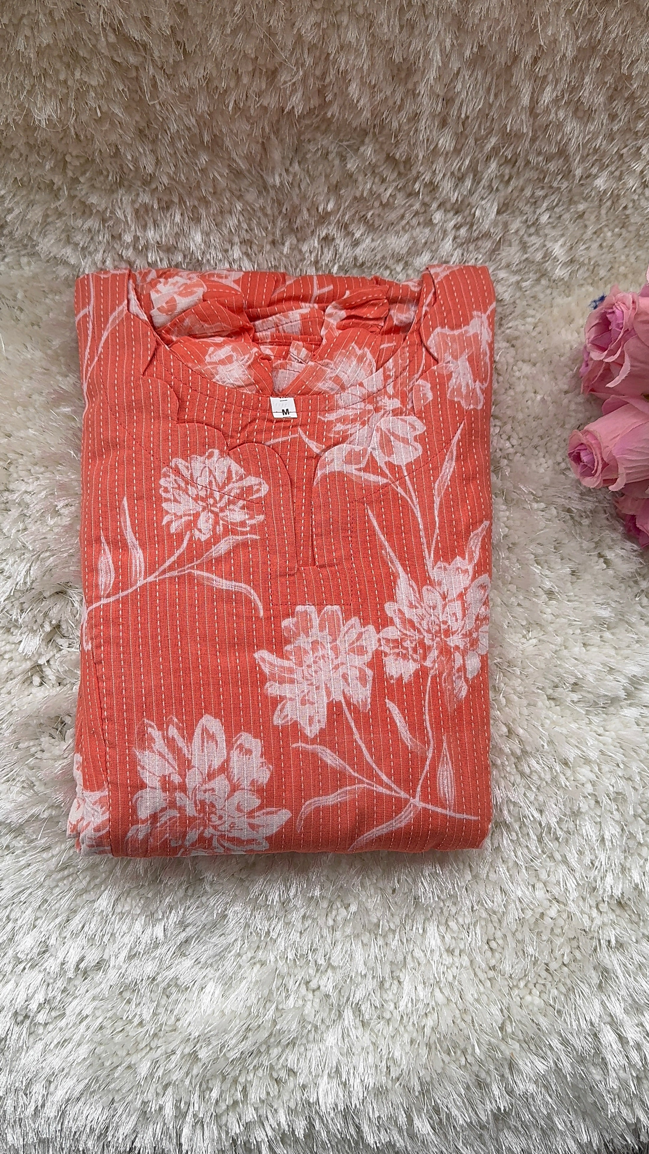 Soft kanta cotton Maternity Feeding  maxi - Malar Peach shade