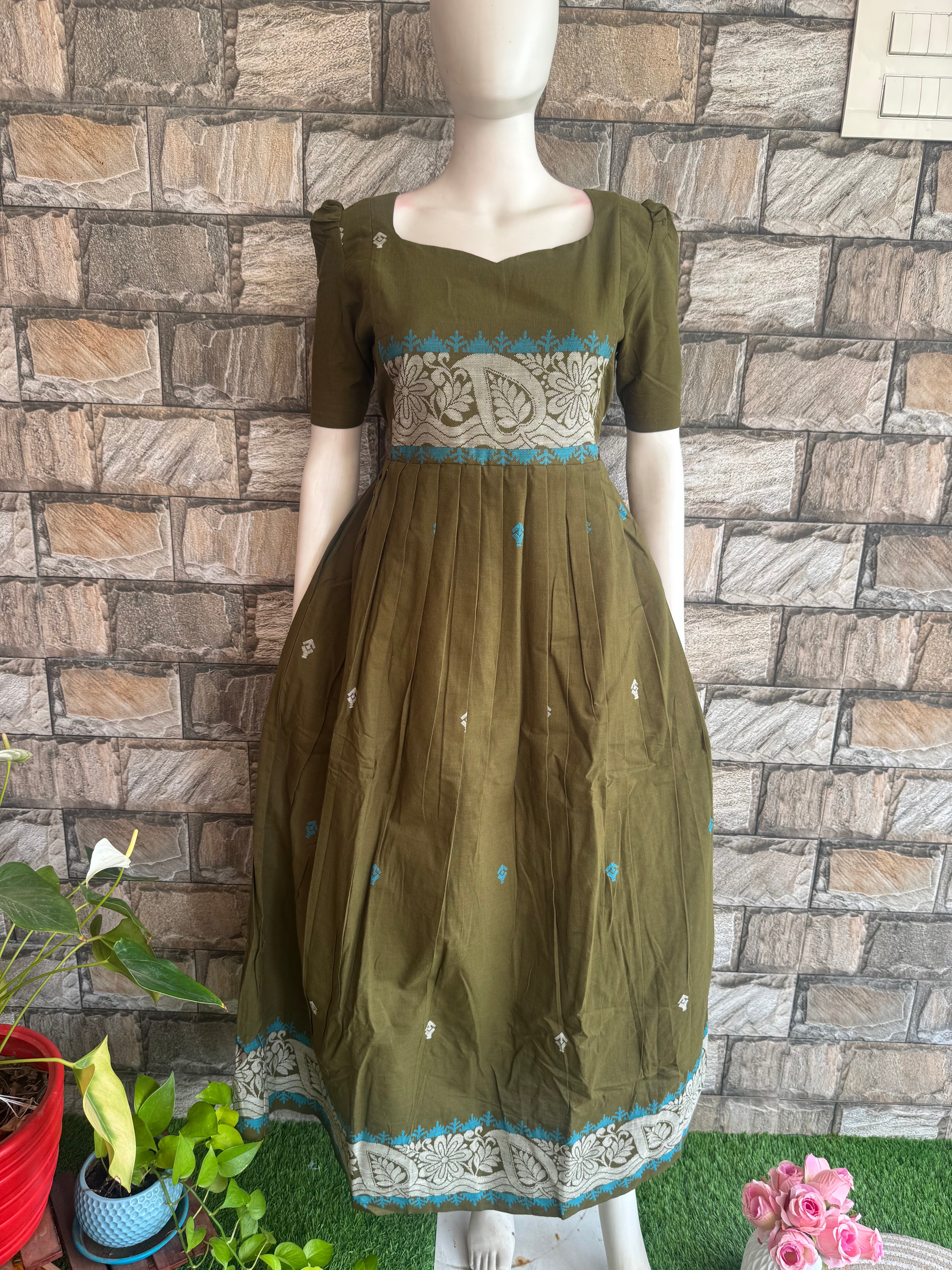 Maternity maxi Handloom cotton Best price Pale Olive