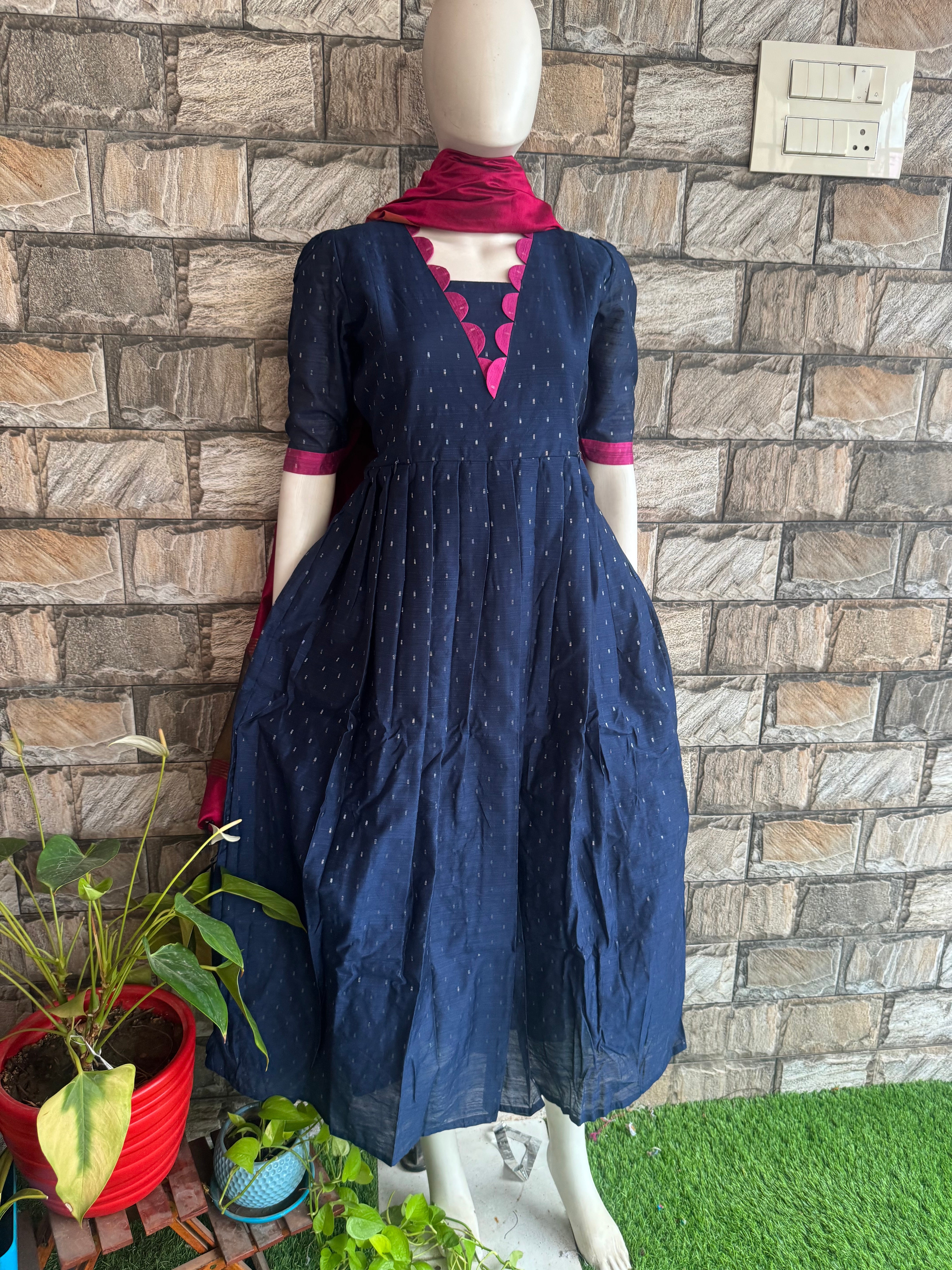 Festive wear Maternity raw silk maxi Bluey