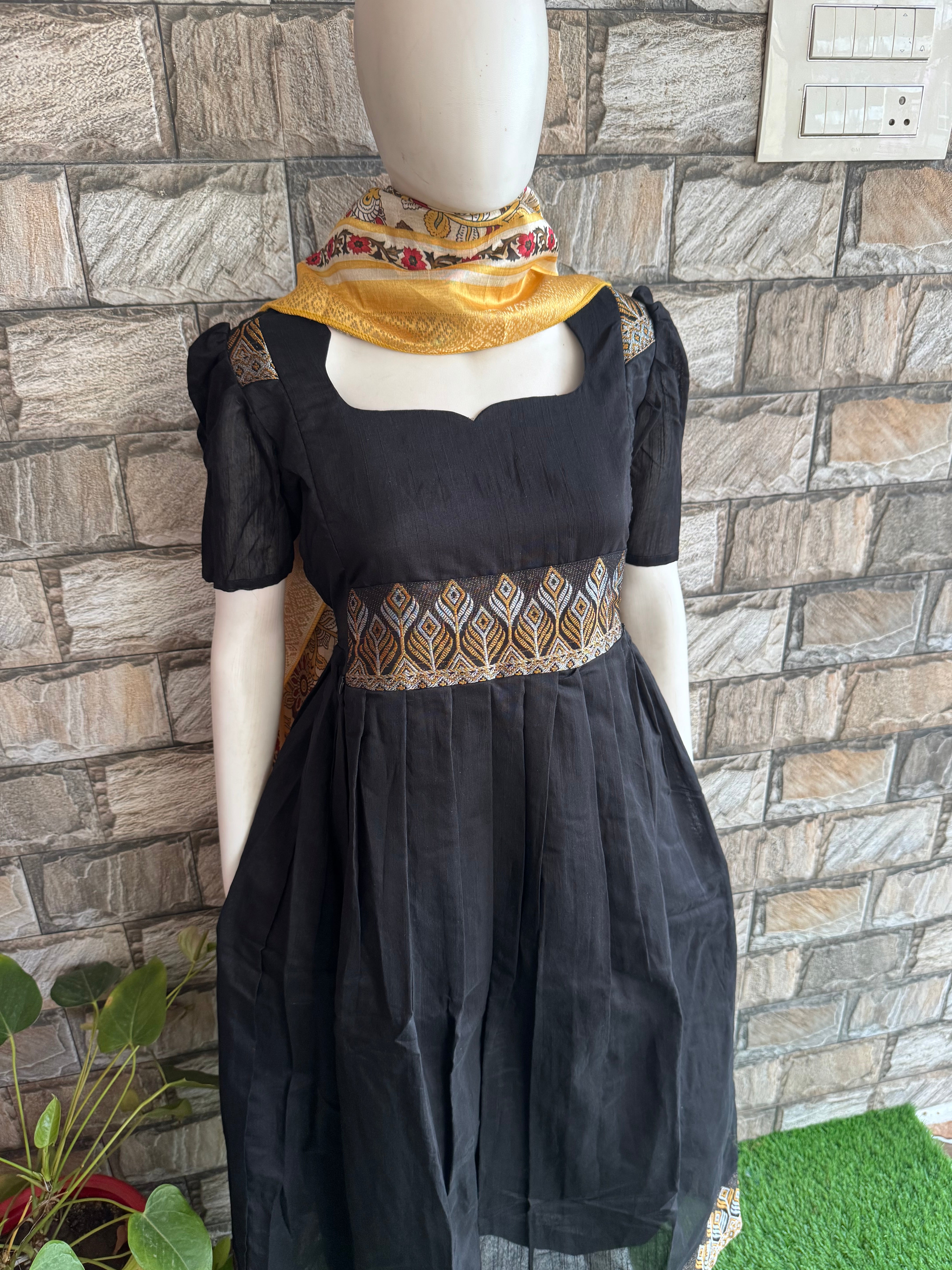 Festive wear Maternity raw silk maxi Black Beauty