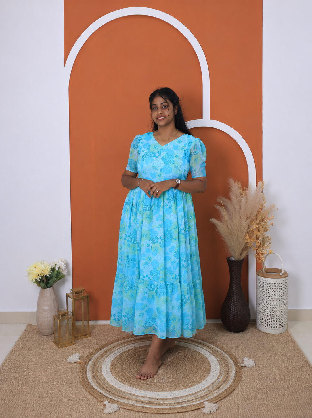 Soft crush Chiffon Maternity Maxi - Ocean