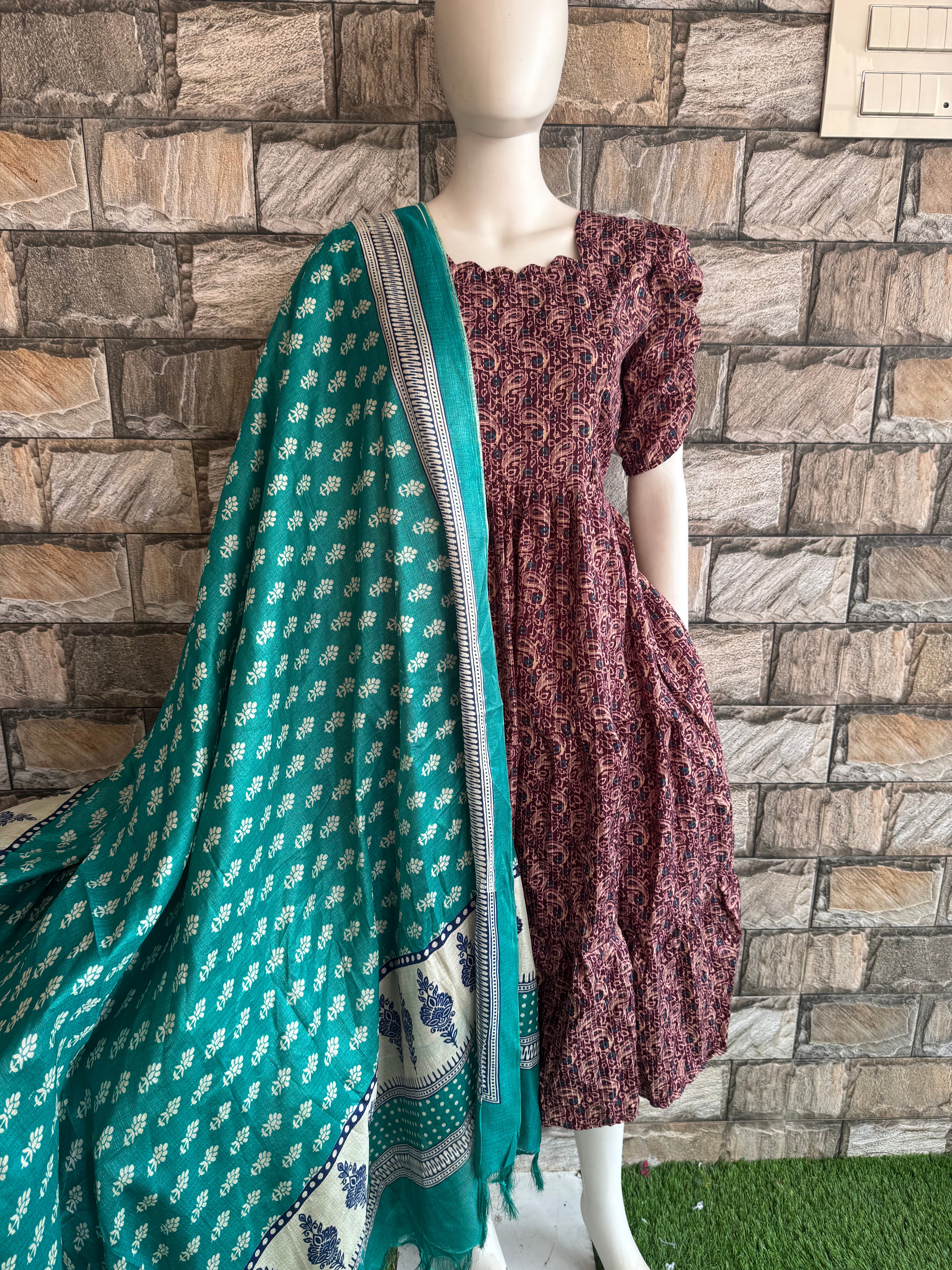 Sea blue poly Khadhi dupatta