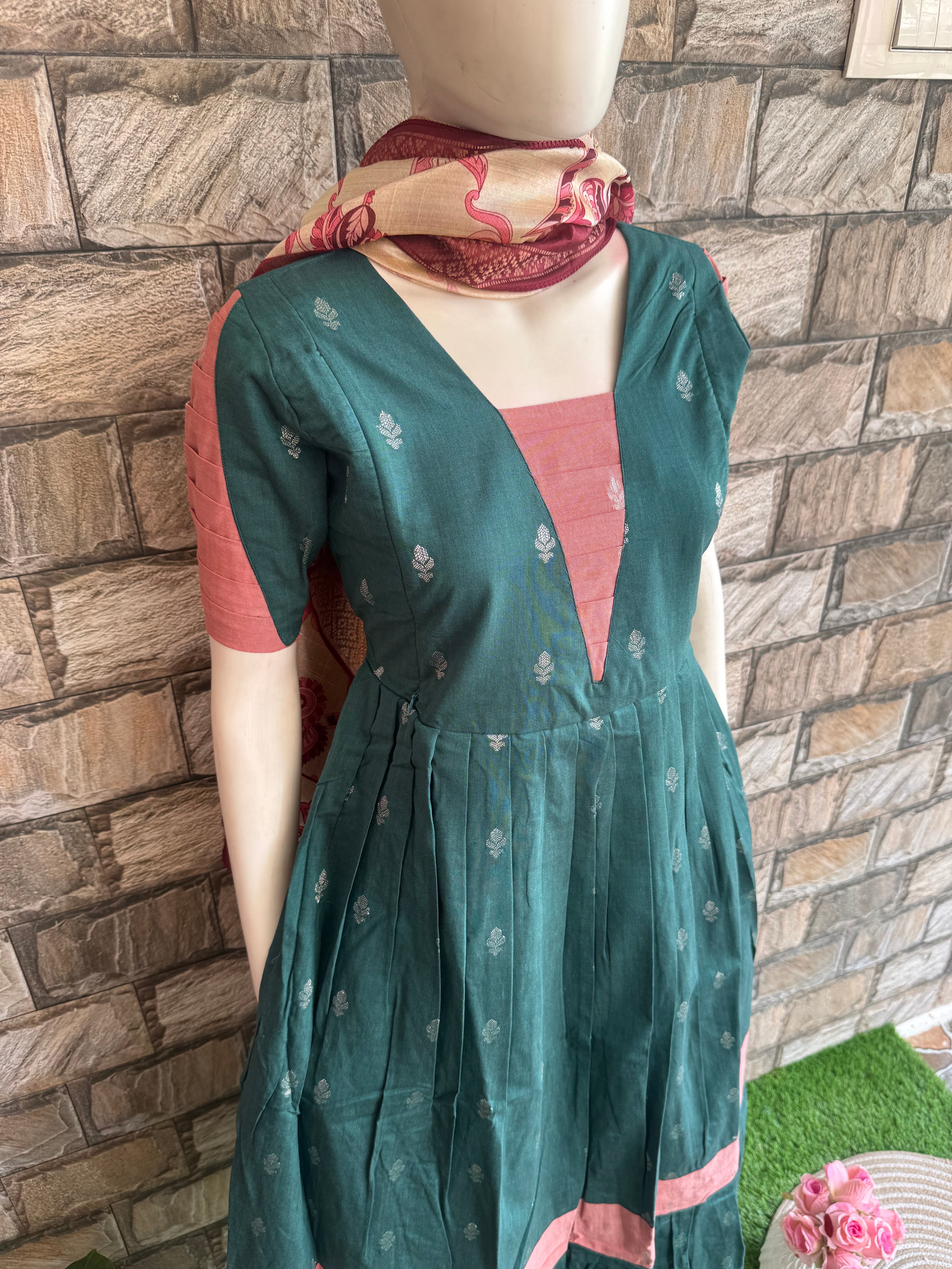 Festive wear Maternity silk handloom maxi English Green