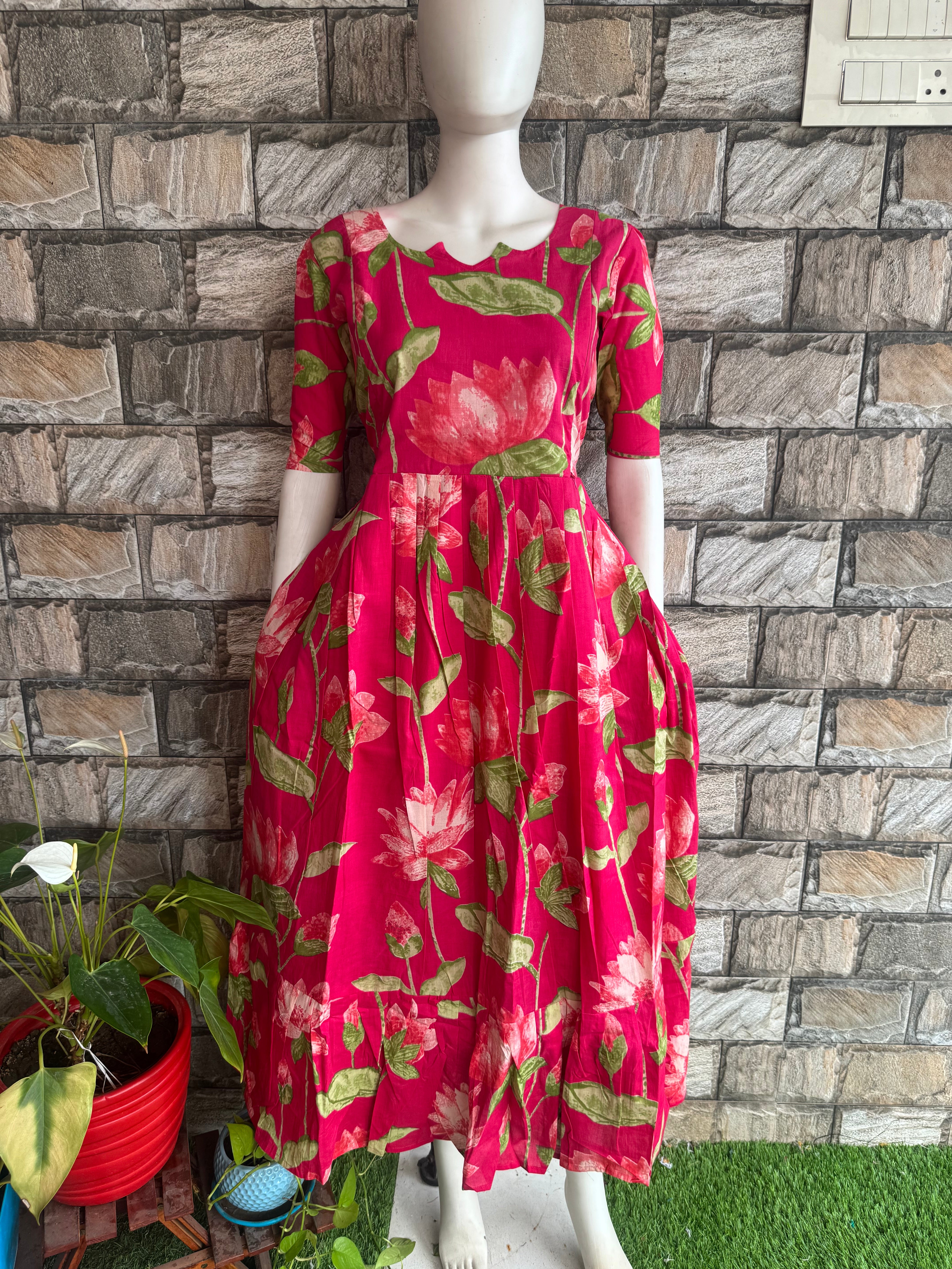 Lotus  pink soft cotton Maternity maxi