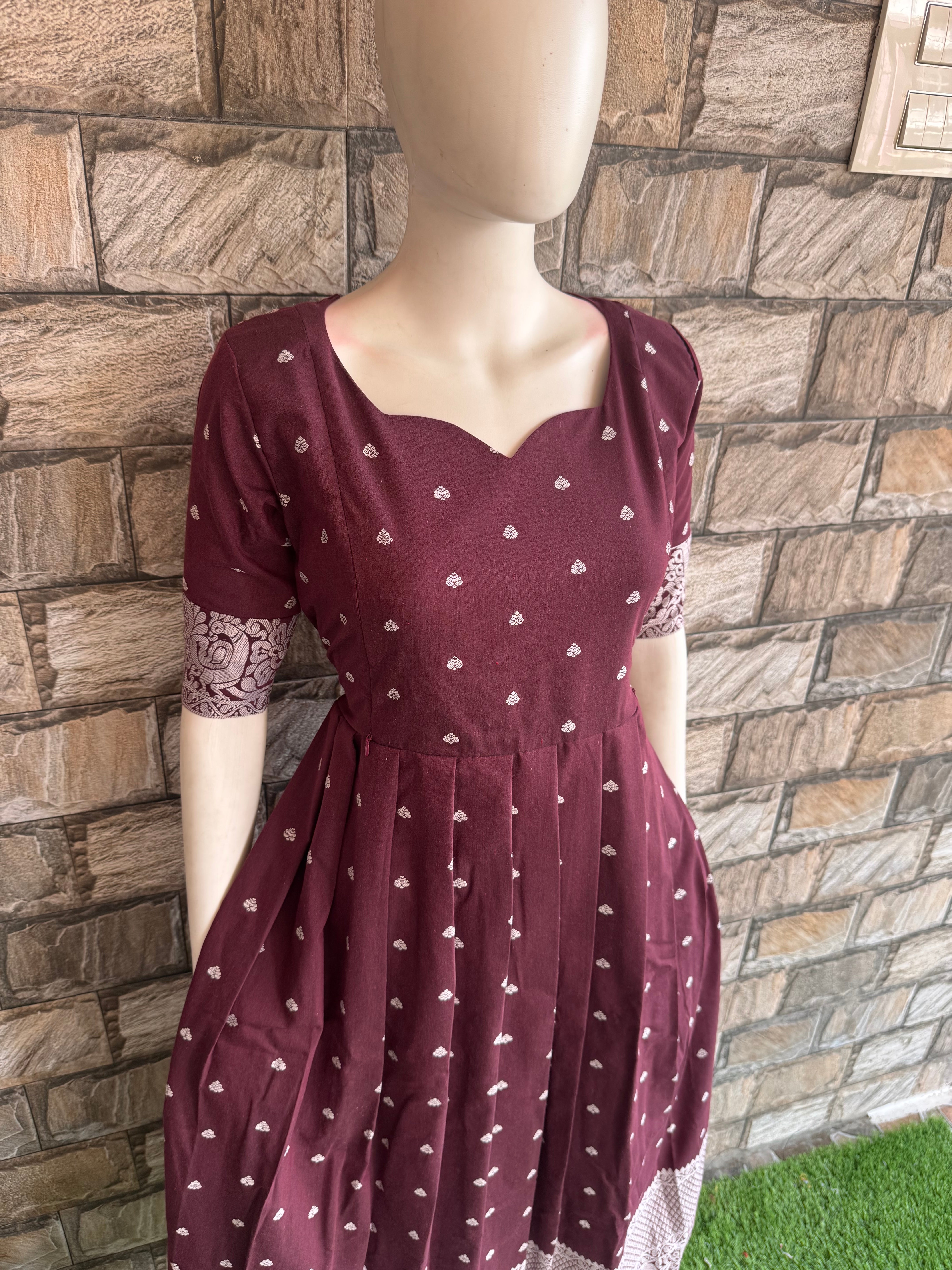 Plum Brown handloom Festive wear Maternity maxi Dispatch time 3 business days