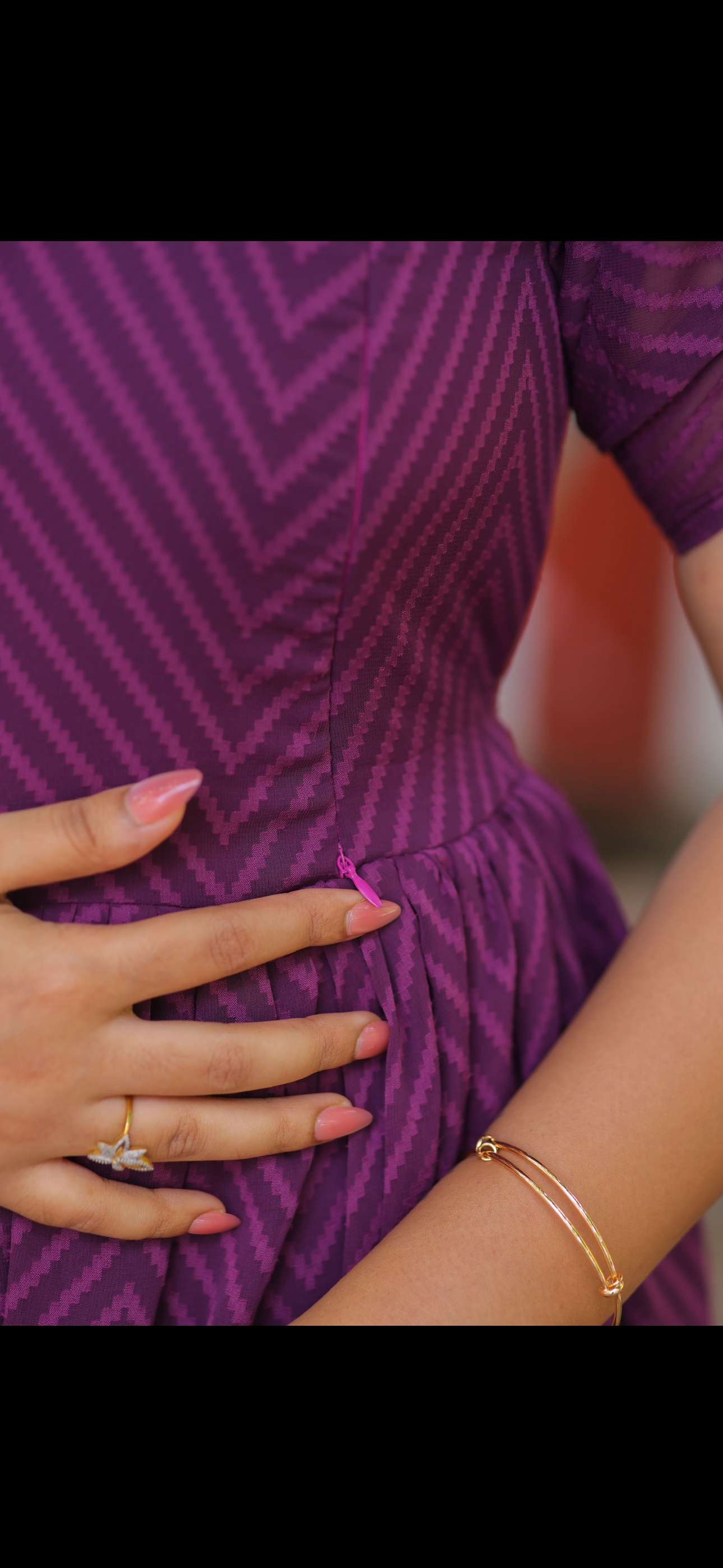 Dobby Brinjal Violet Georgette Maternity Maxi