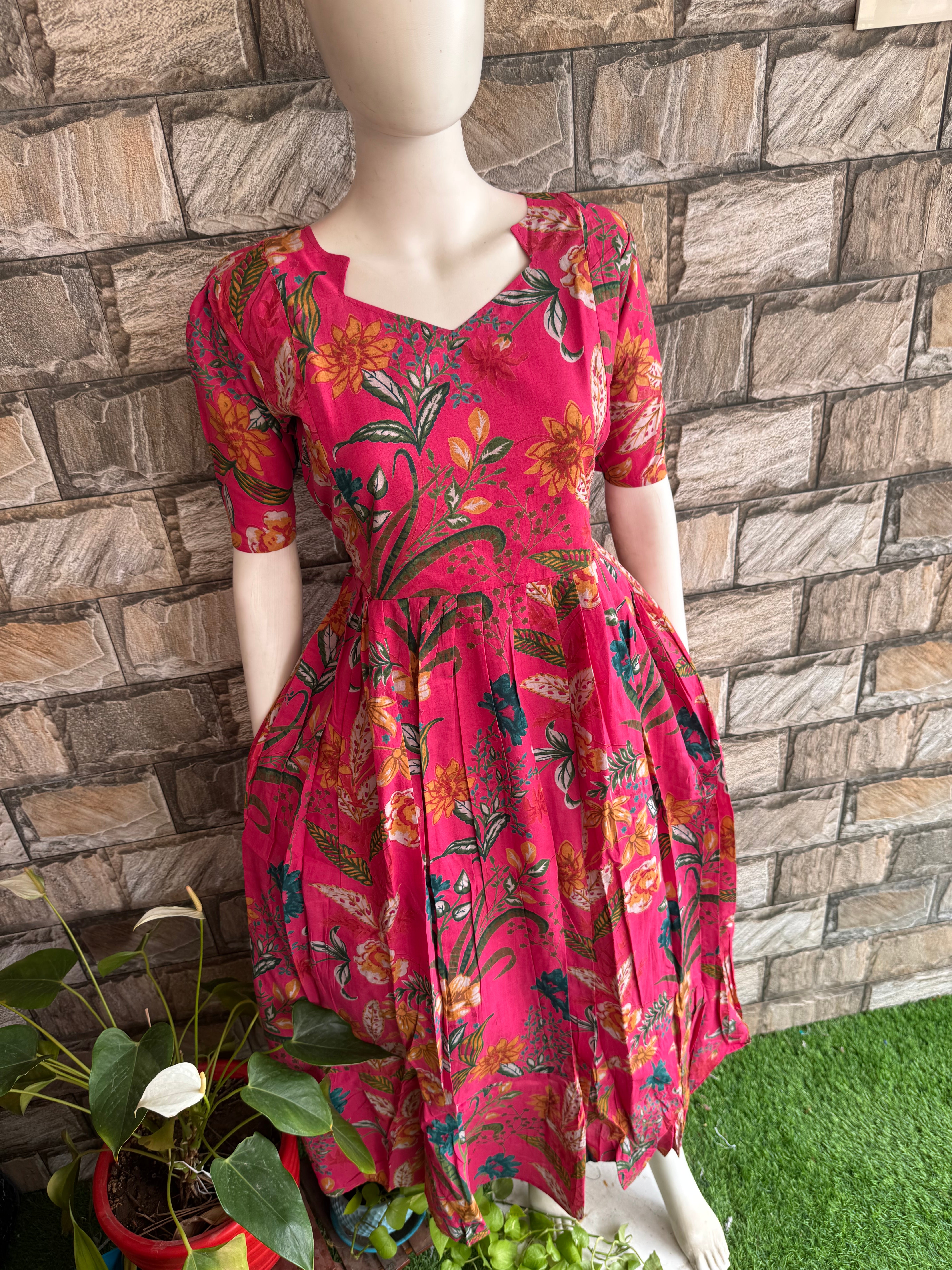 Pinky tropical soft cotton Maternity maxi