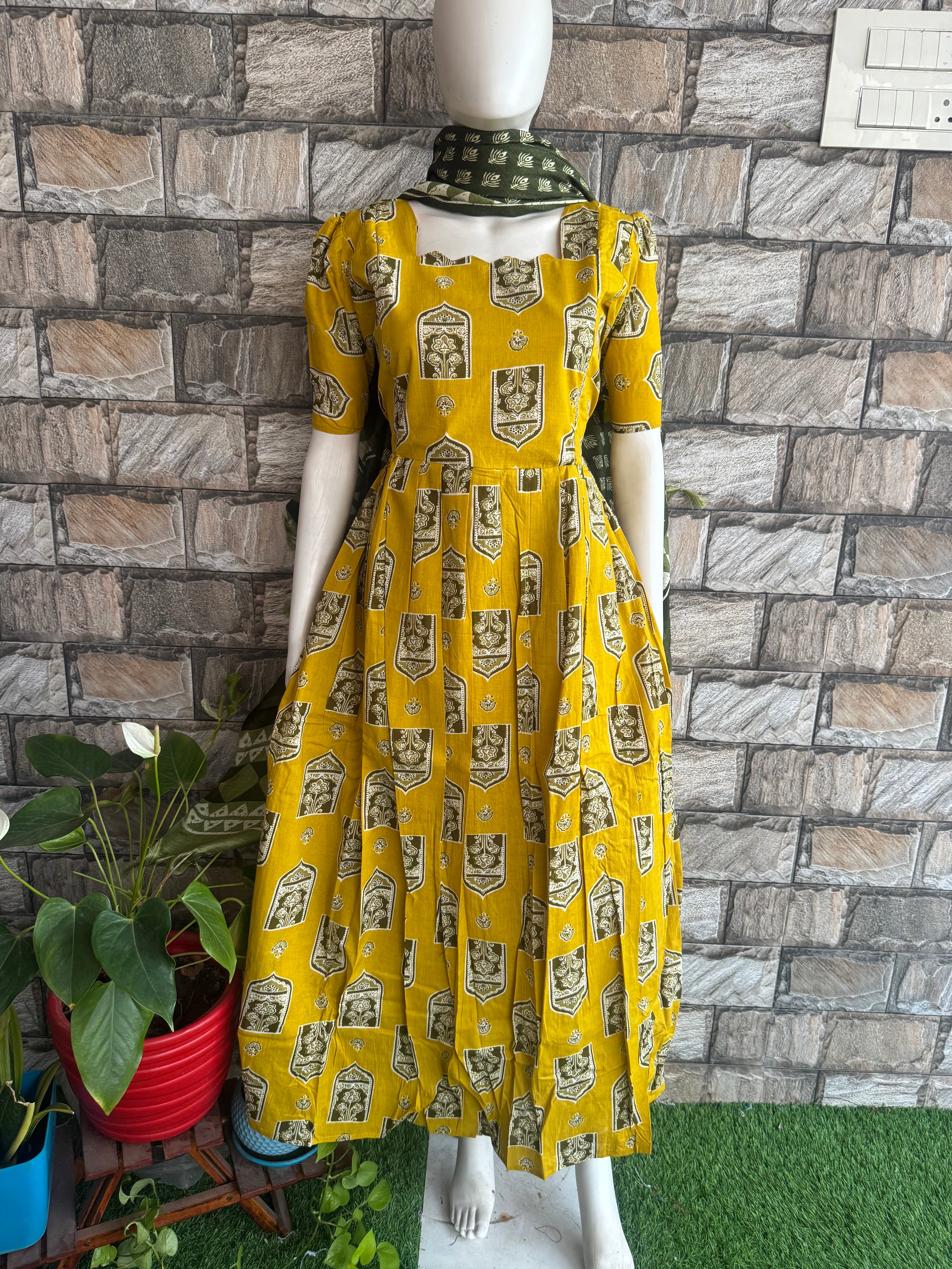 Lemon yellow soft cotton Maternity maxi