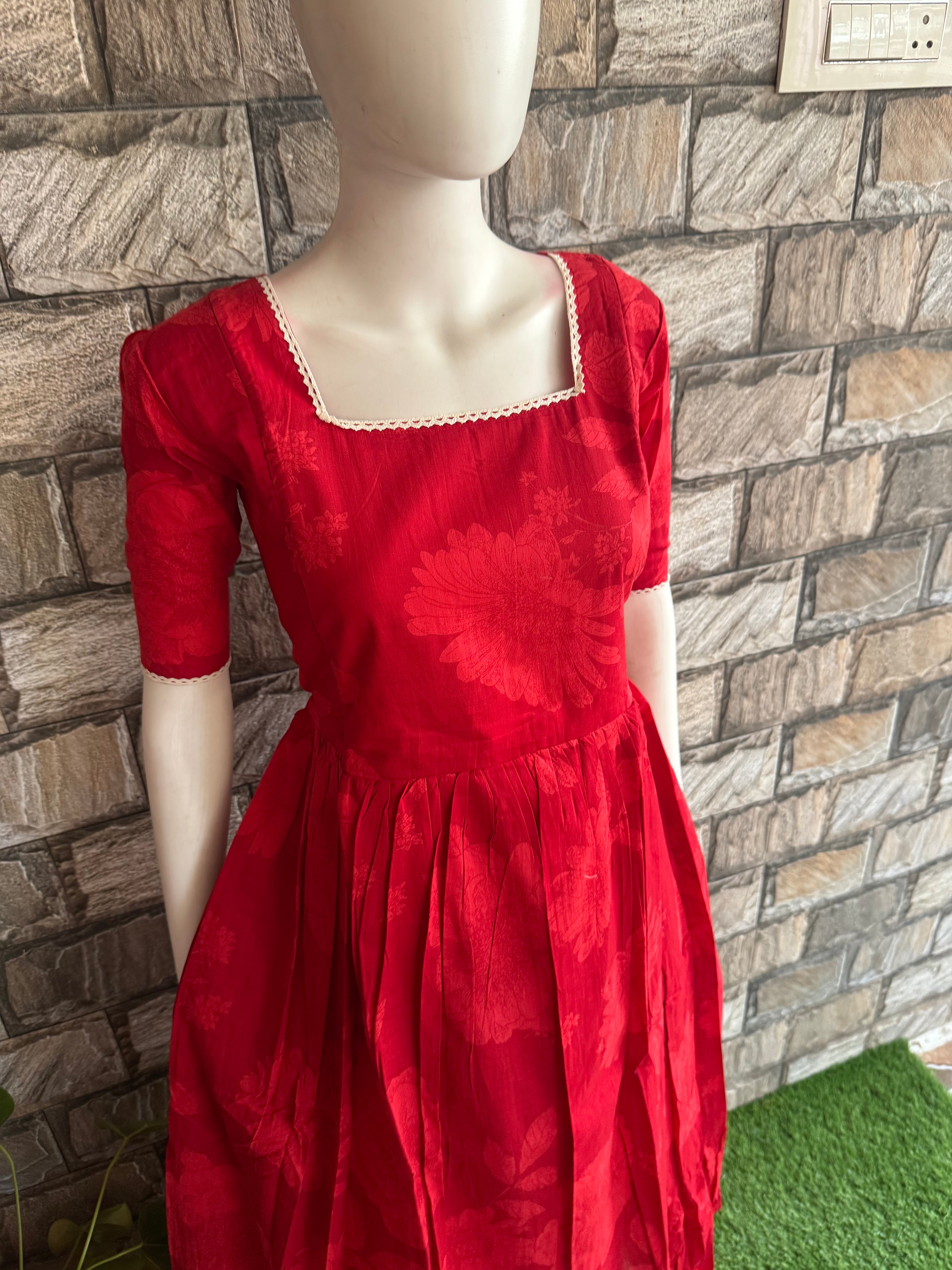 Soft cotton Maternity maxi - Red Blossom