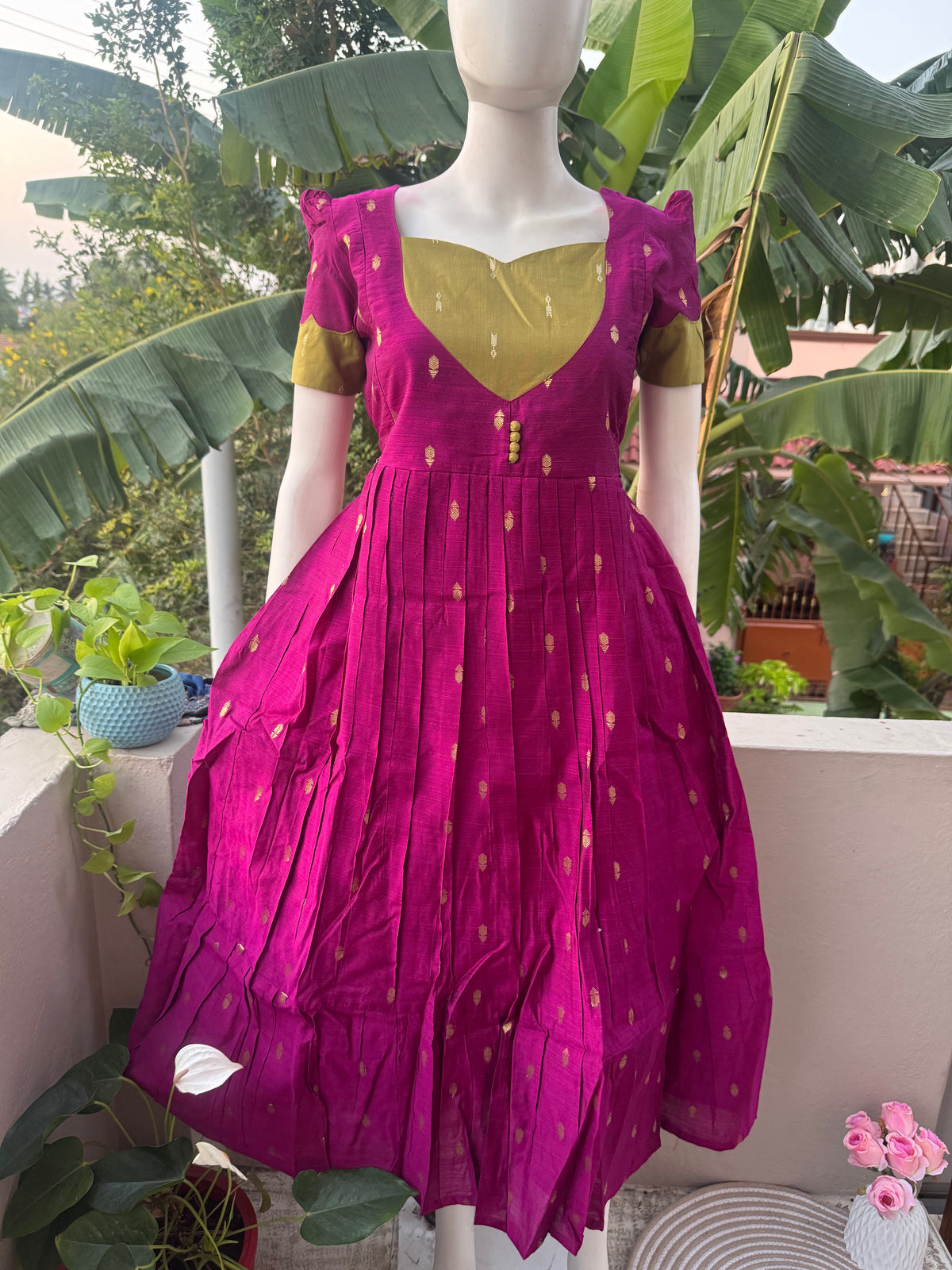 Diwali series Maternity raw silk maxi without dupatta