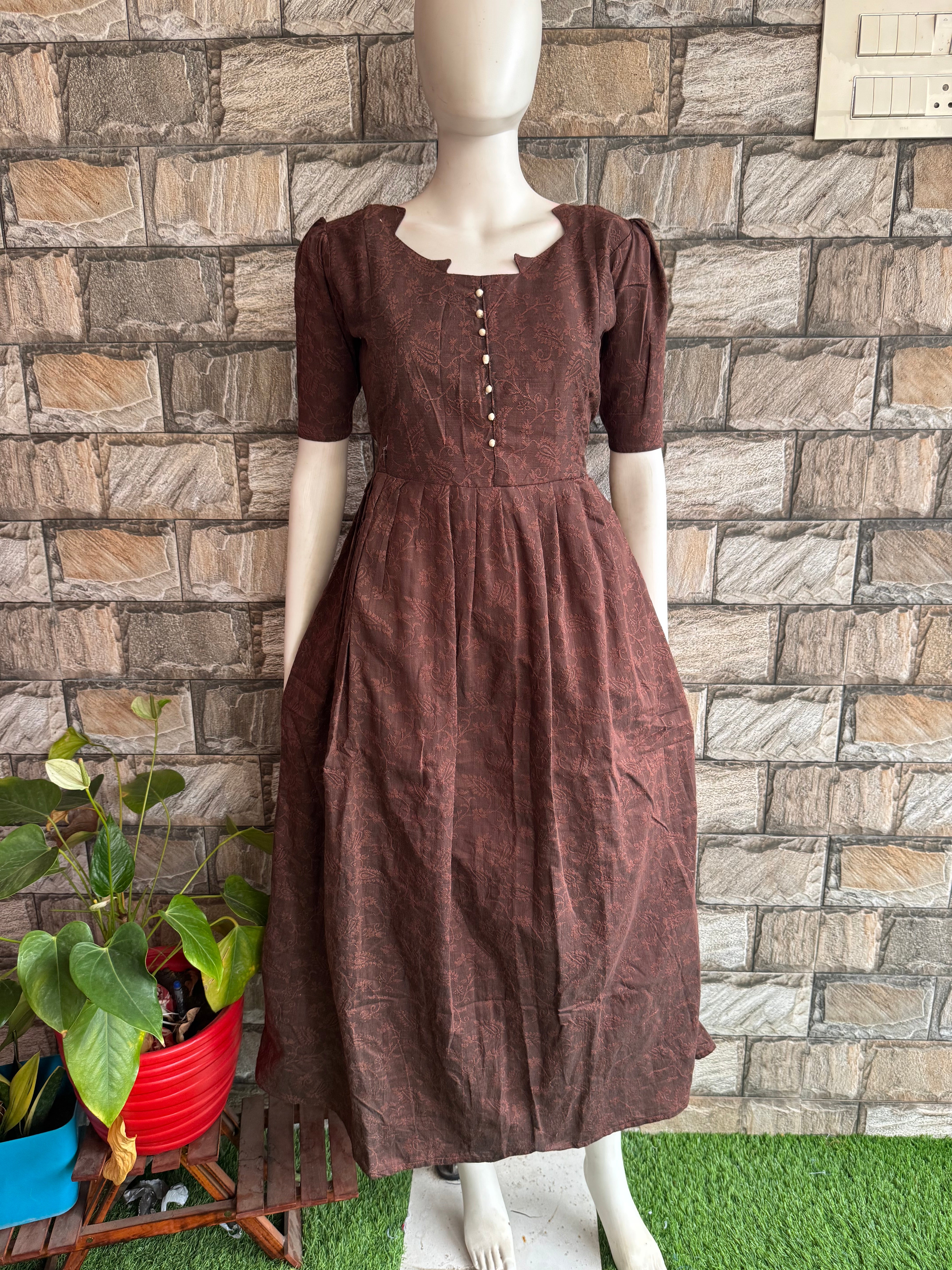 Jacquard work  maternity Feedingmaxi COFFEE BROWN