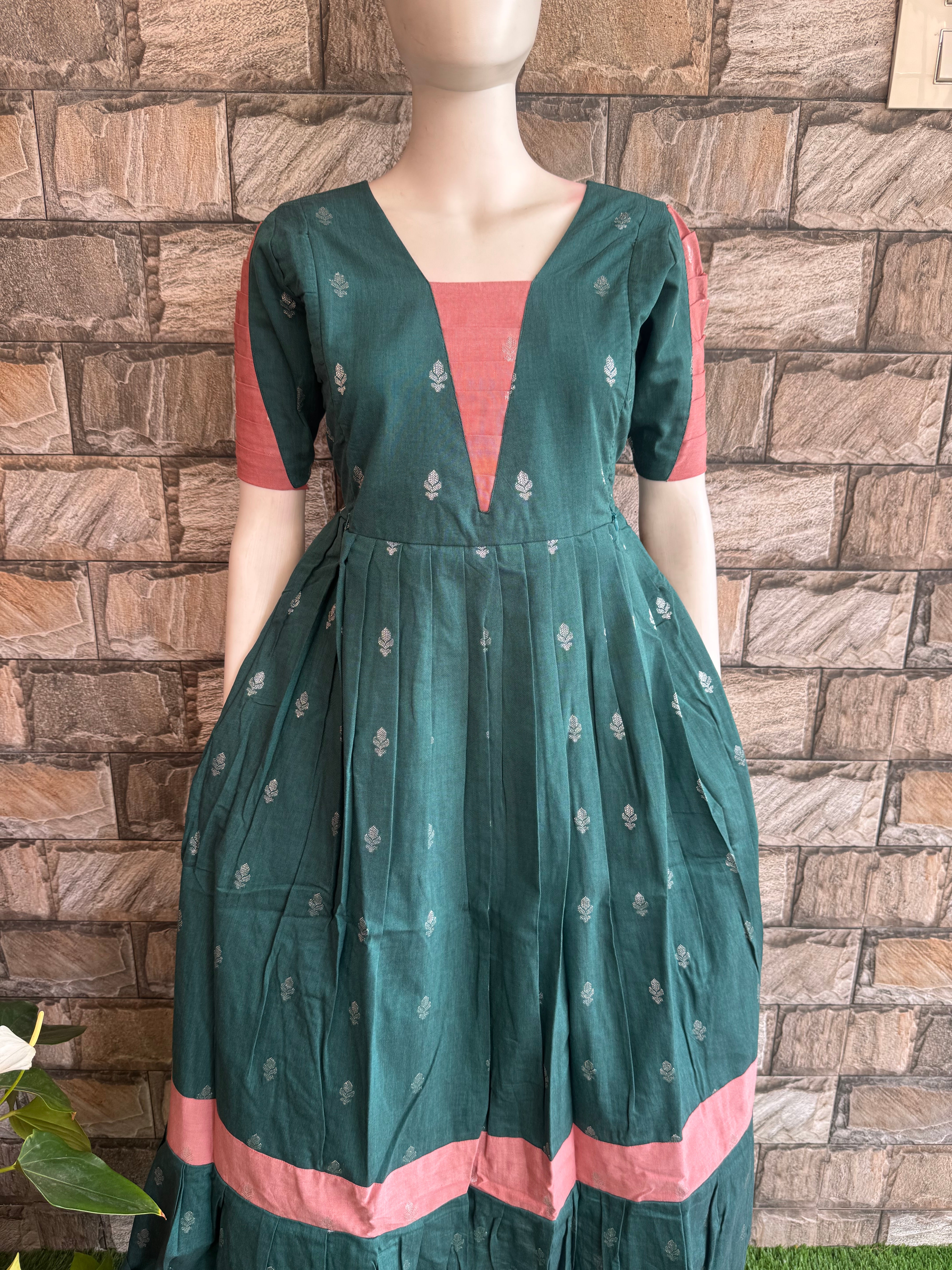 Festive wear Maternity silk handloom maxi English Green
