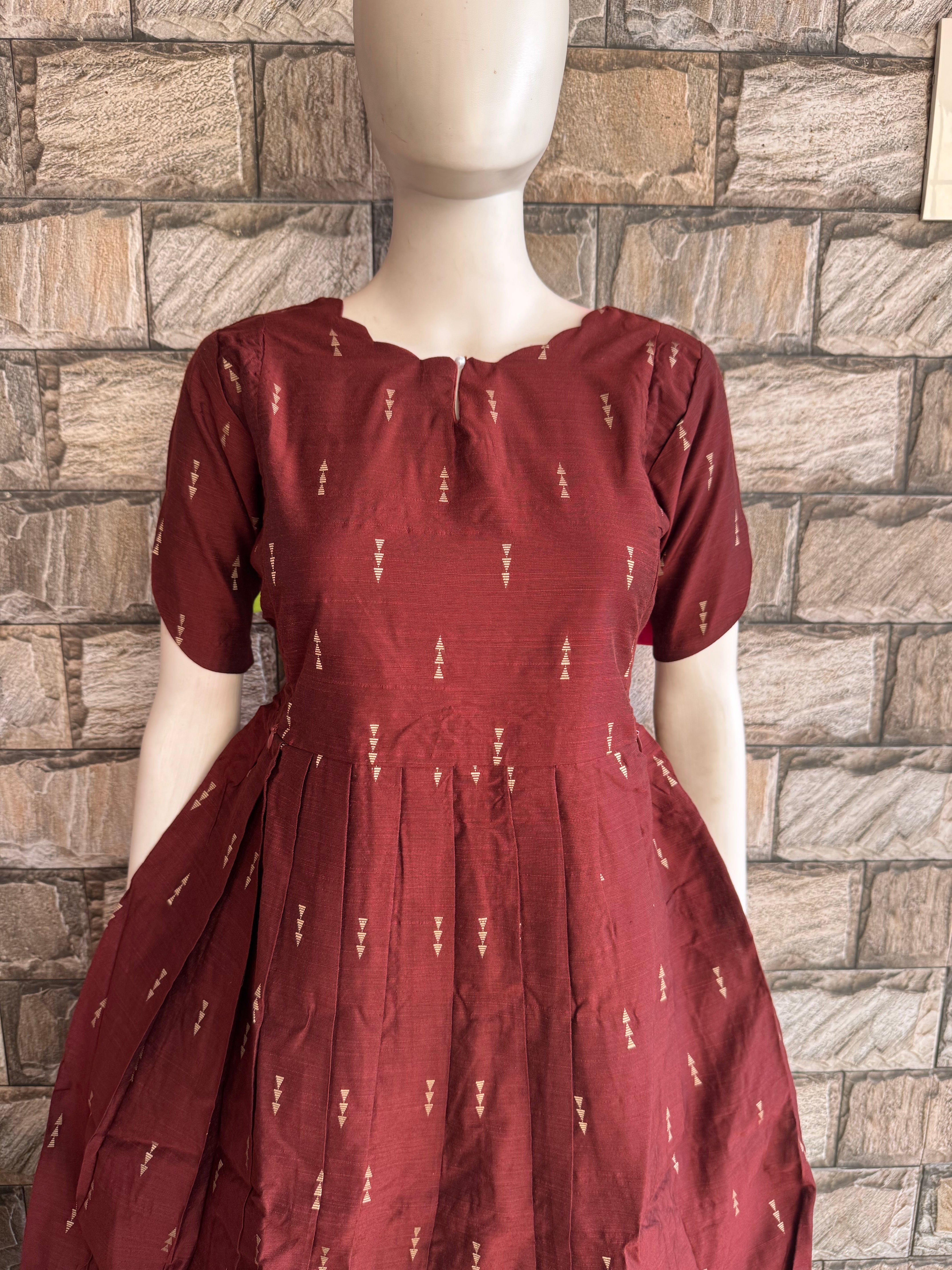 Festive wear Maternity raw silk maxi Coffee Brick Brown