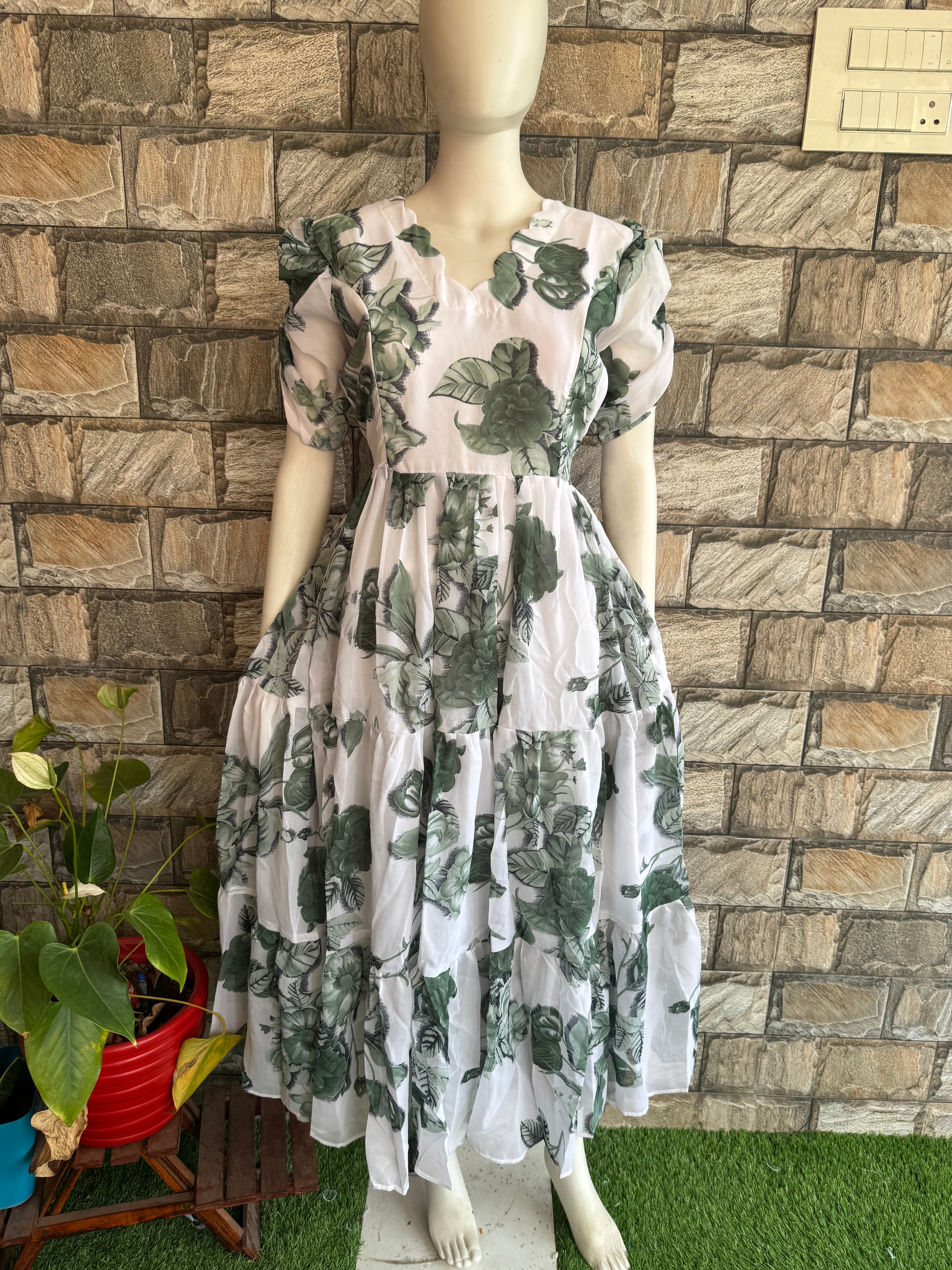 White Georgette maternity maxi