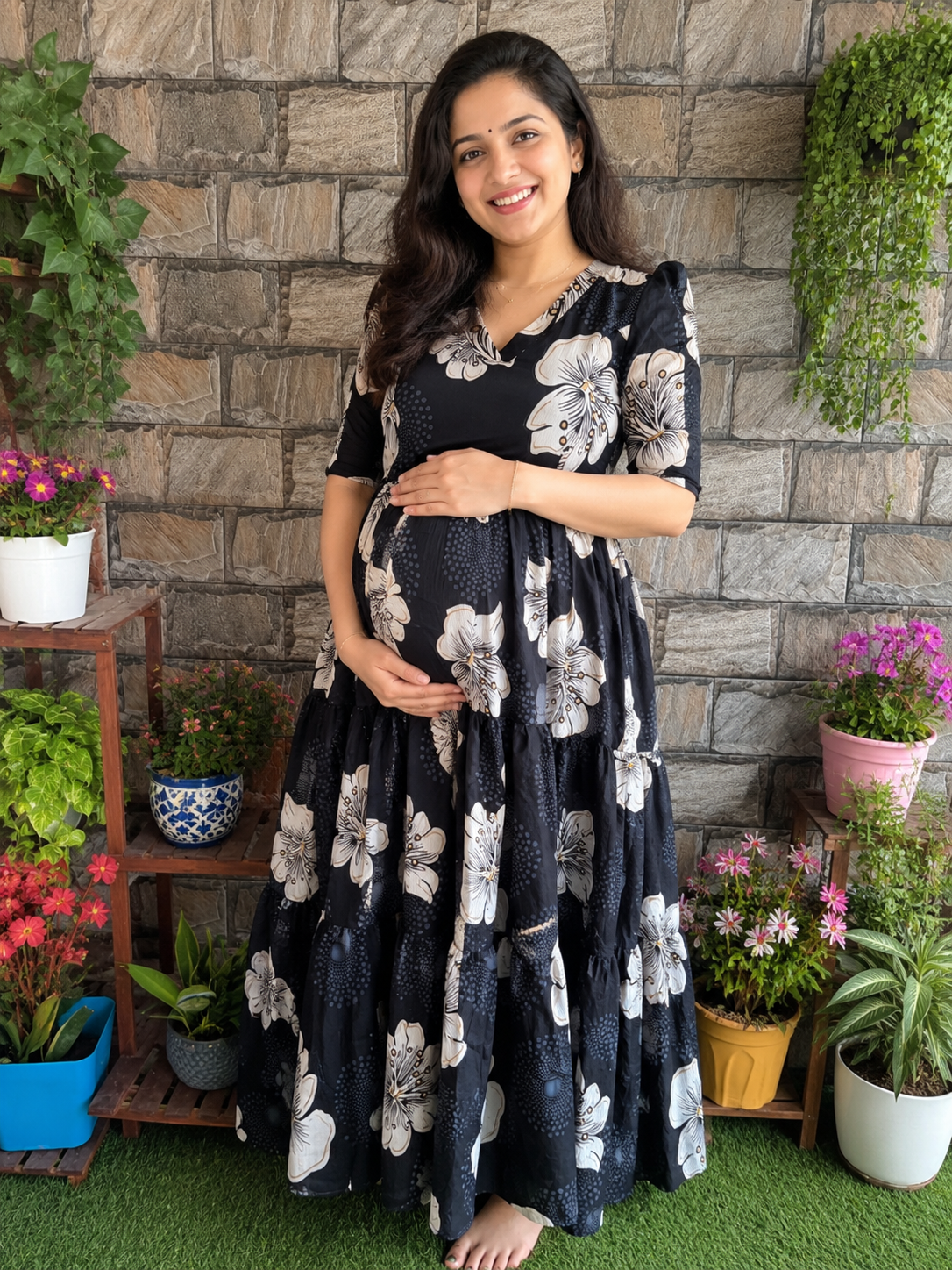 Delta Maternity maxi Black Floral