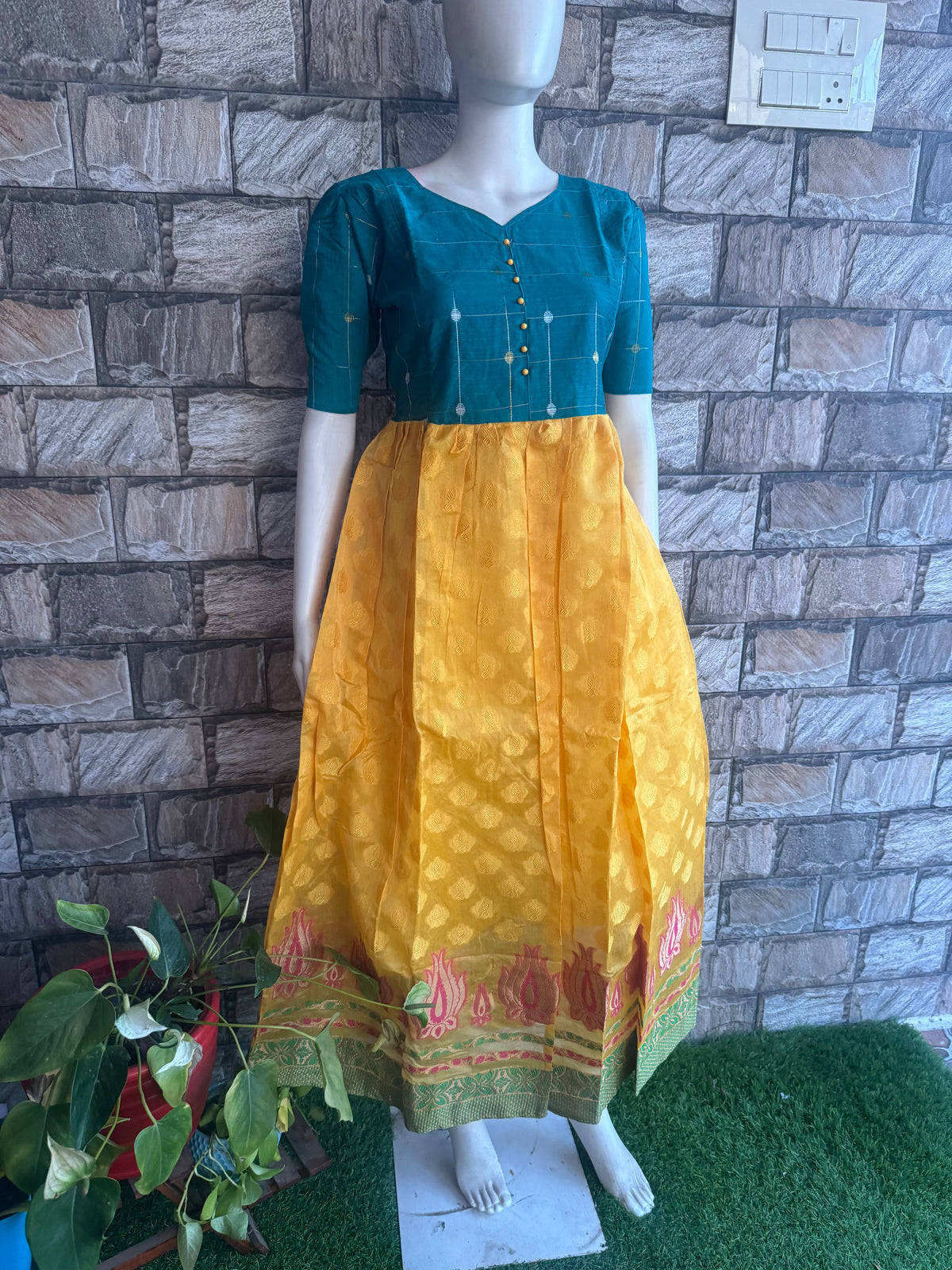 Art silk with Jaquard cotton Maternity Feeding maxi ONLY FEEDING