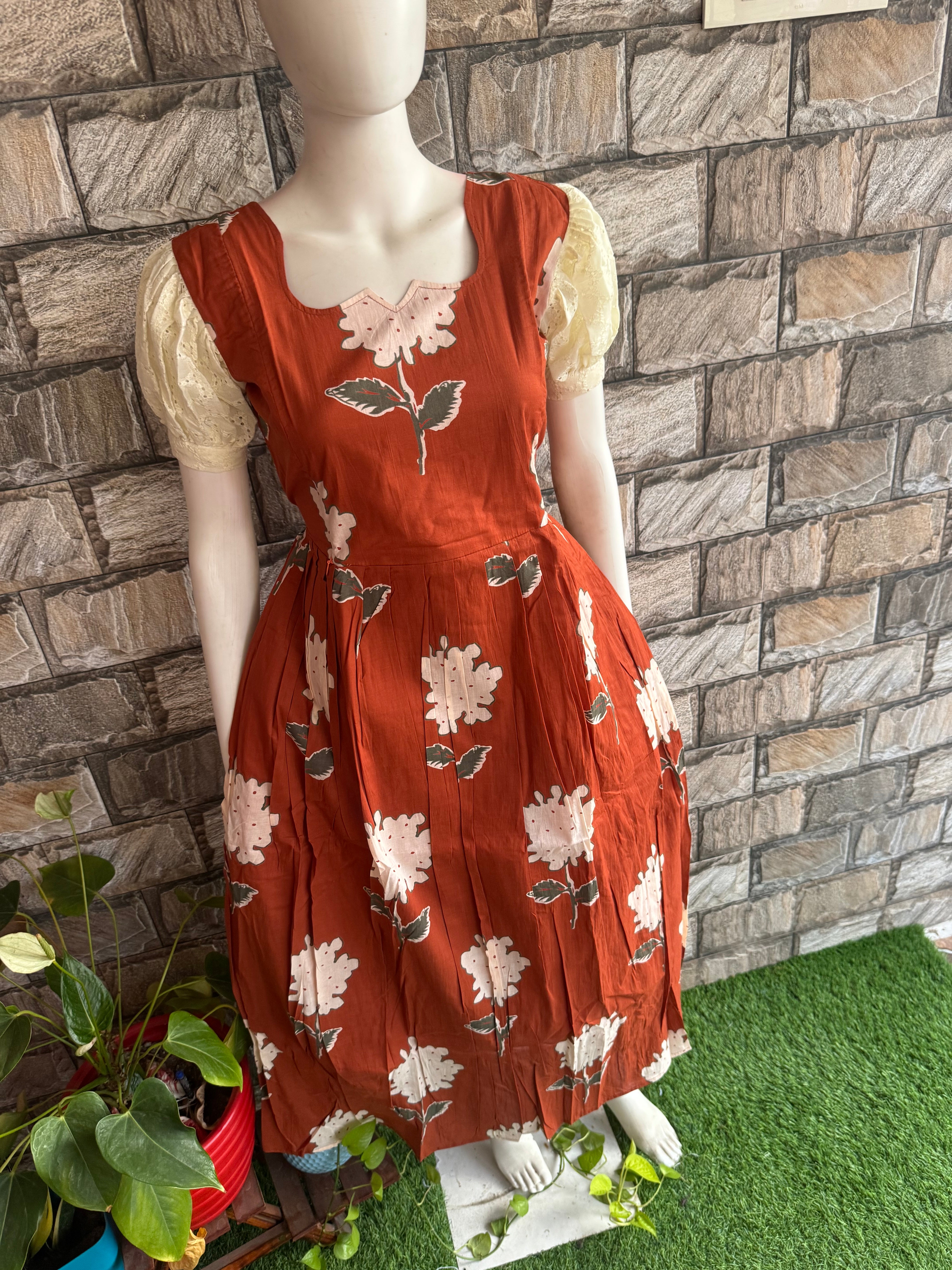 Brick Brown soft cotton Maternity maxi