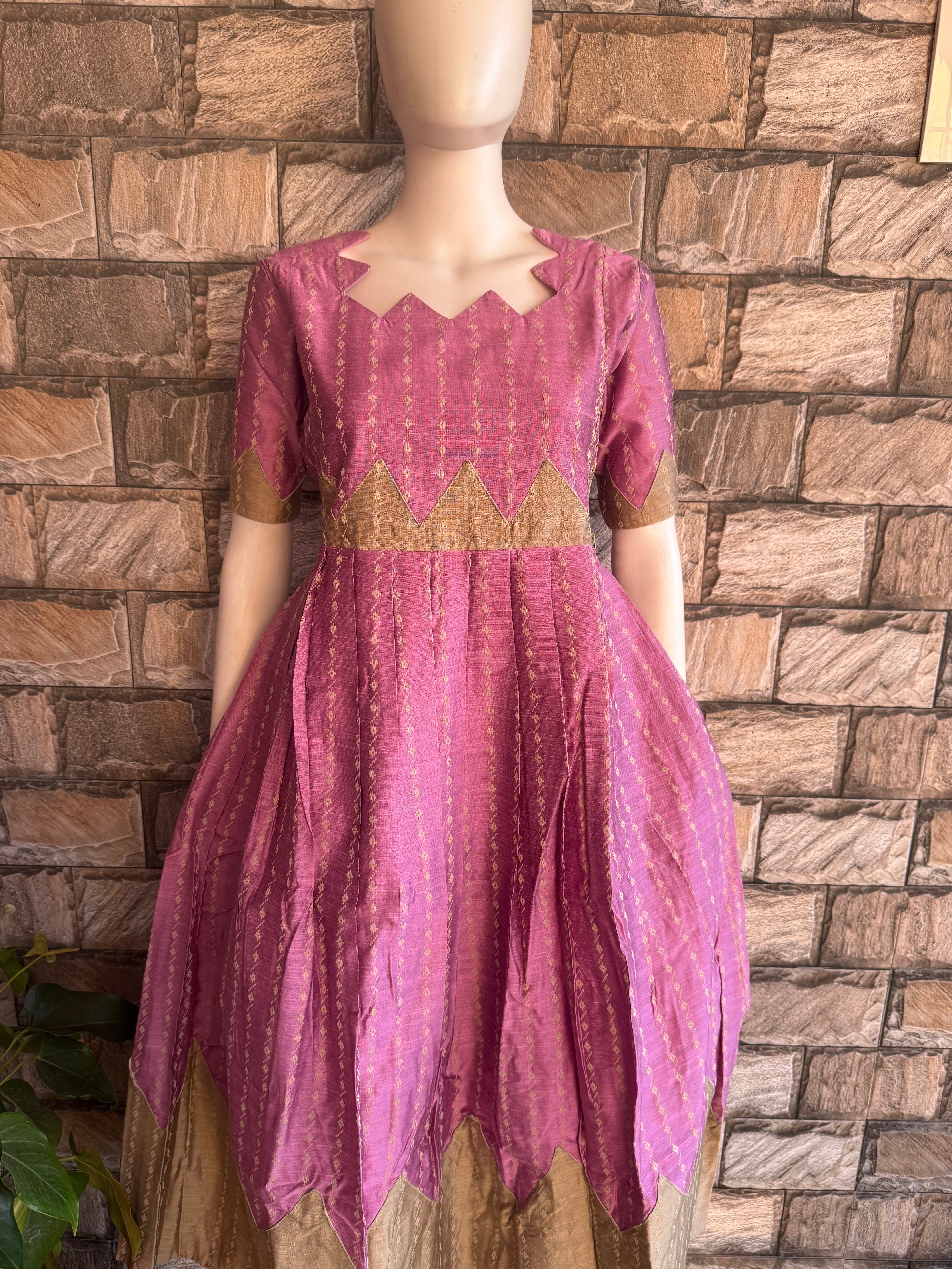 Lilac raw silk maternity maxi
