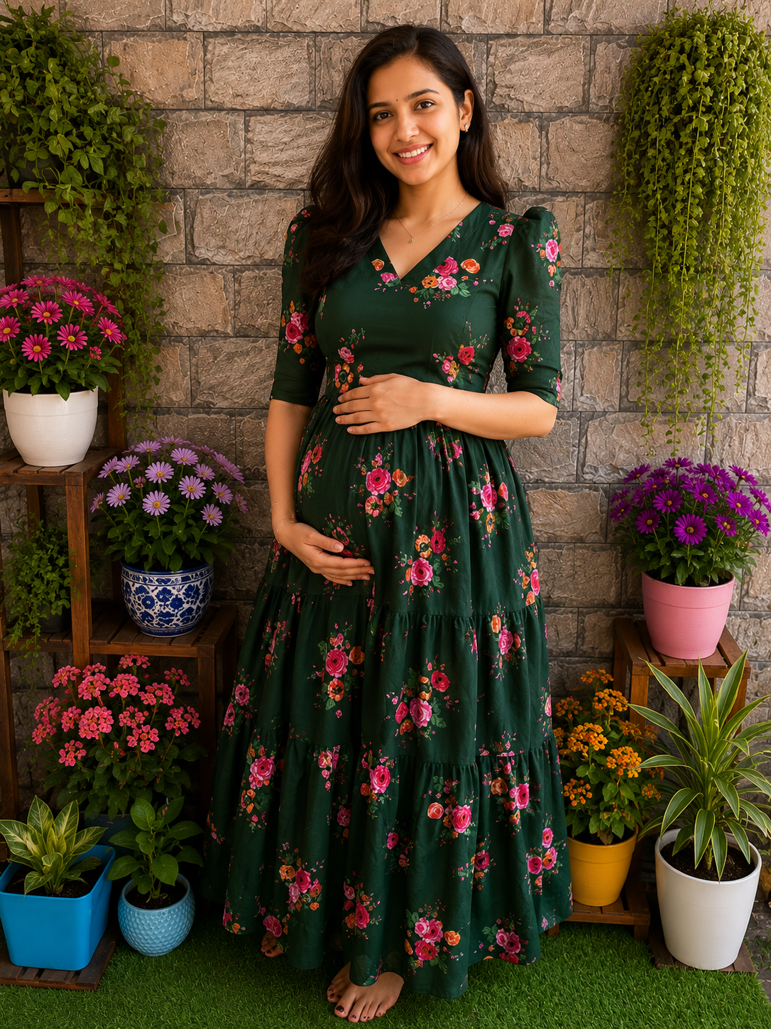 Delta Maternity maxi BOTTLE GREEN