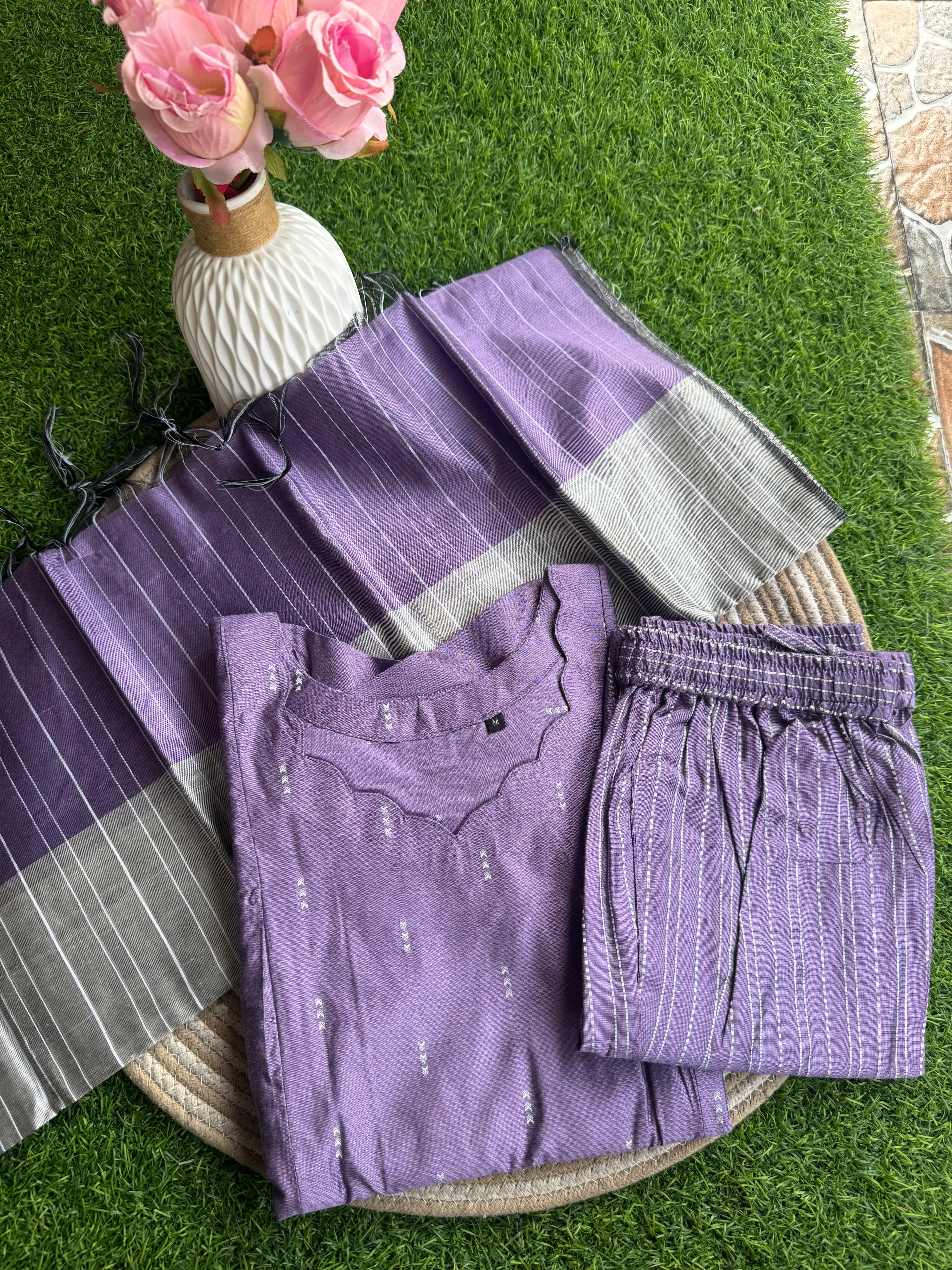 Lilac raw silk 3 piece Feeding Set