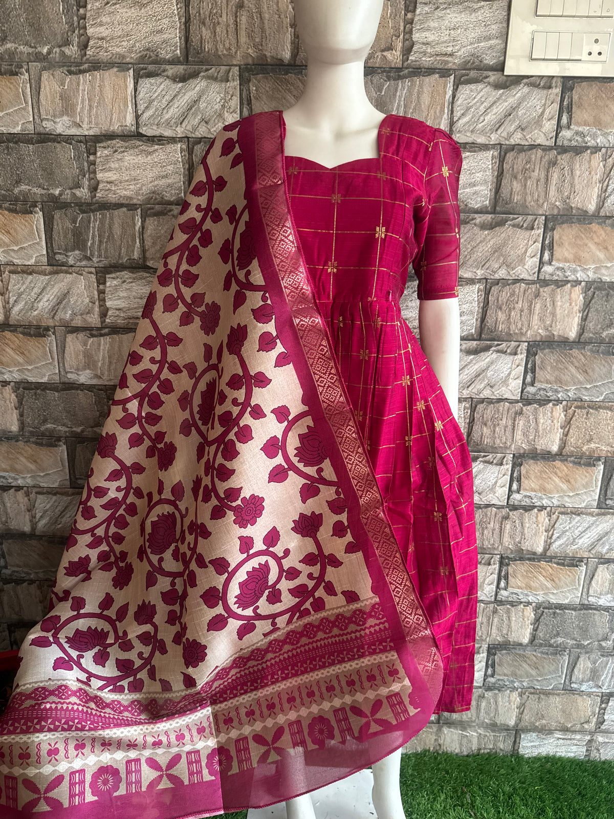 Raw silk Maternity Feeding maxi Budget launch Including dupatta