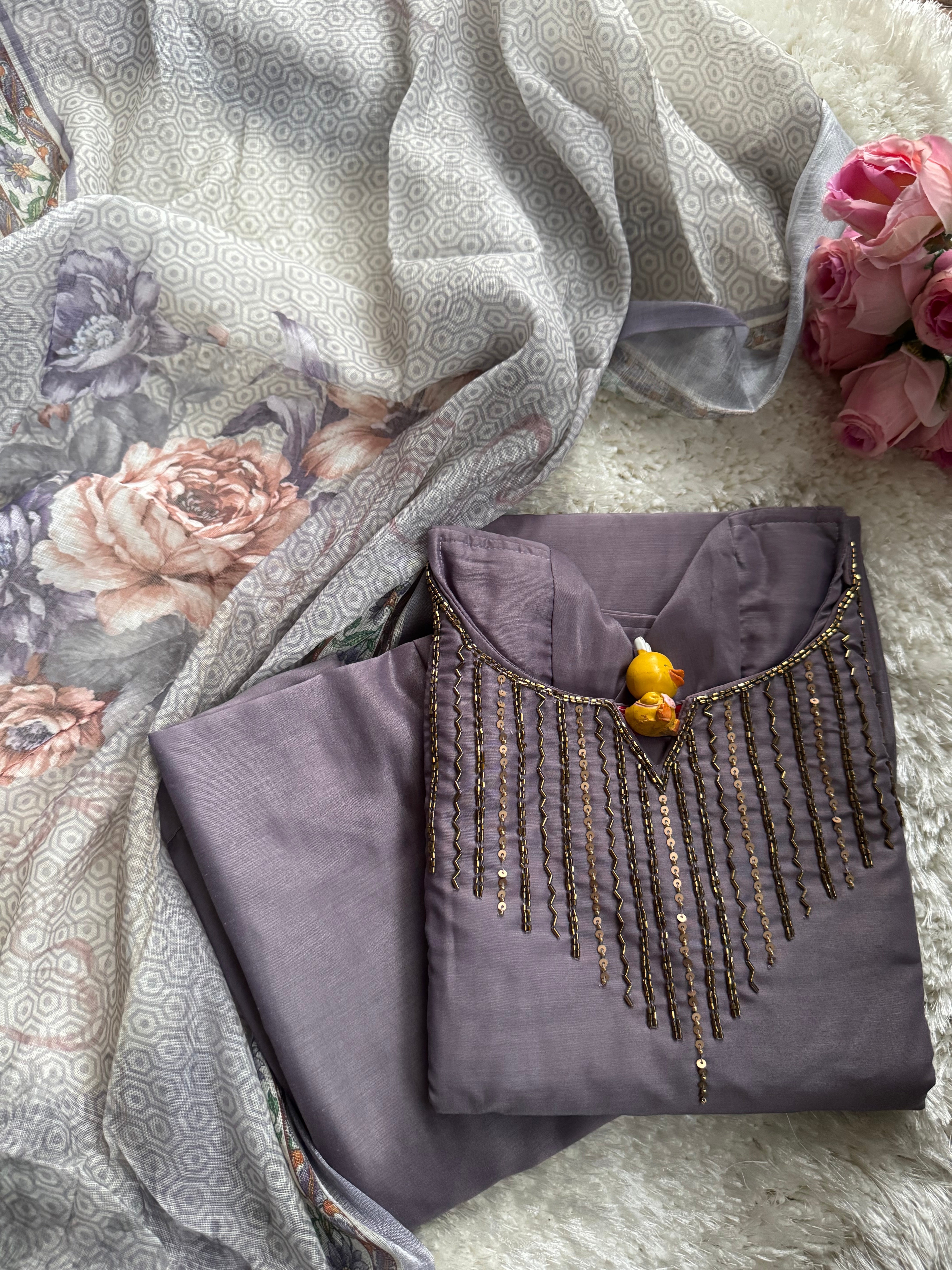 Titanium silk fabric  3 piece Set -Only Feeding