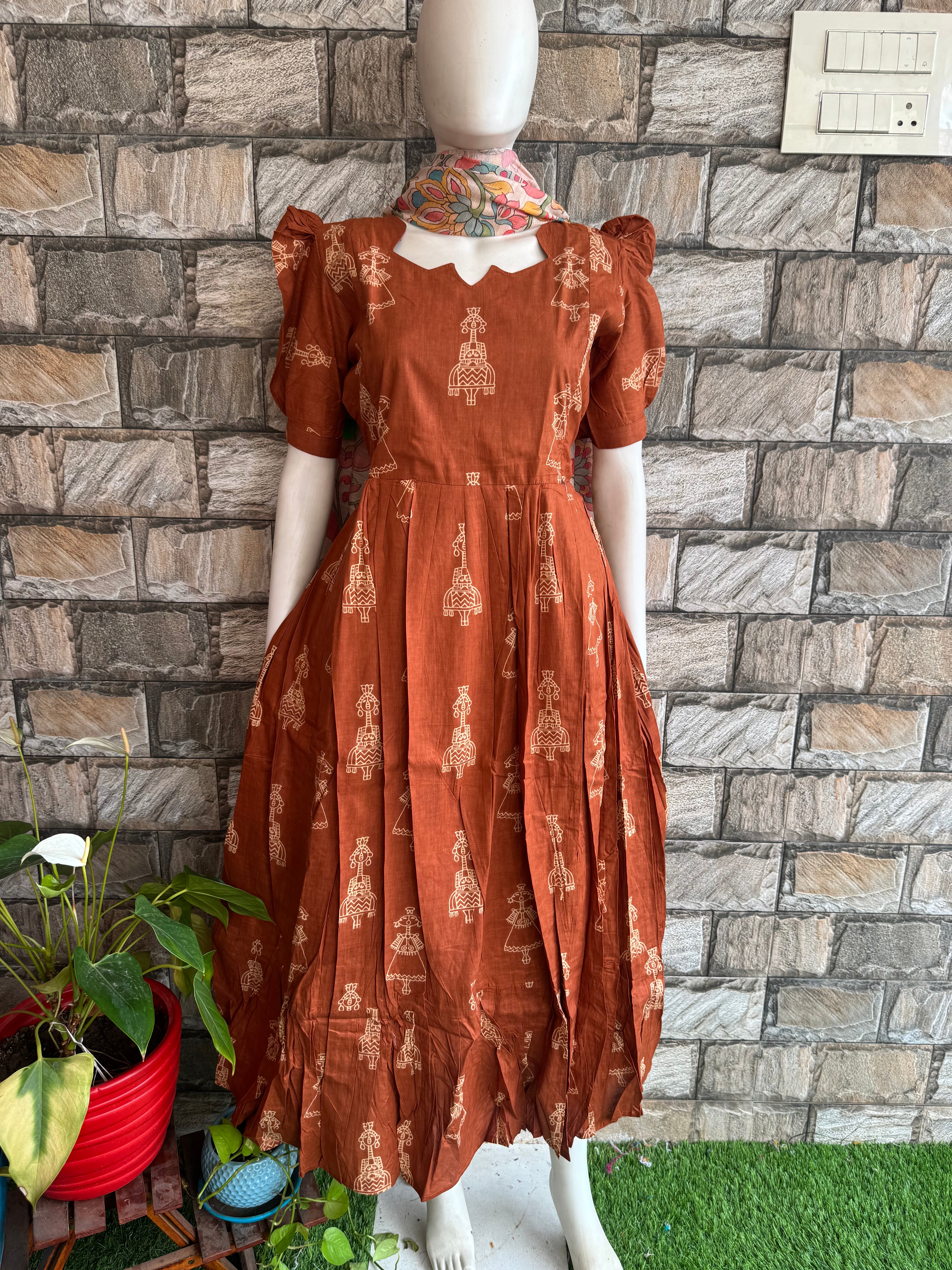 Brown  Jhumka soft cotton Maternity maxi